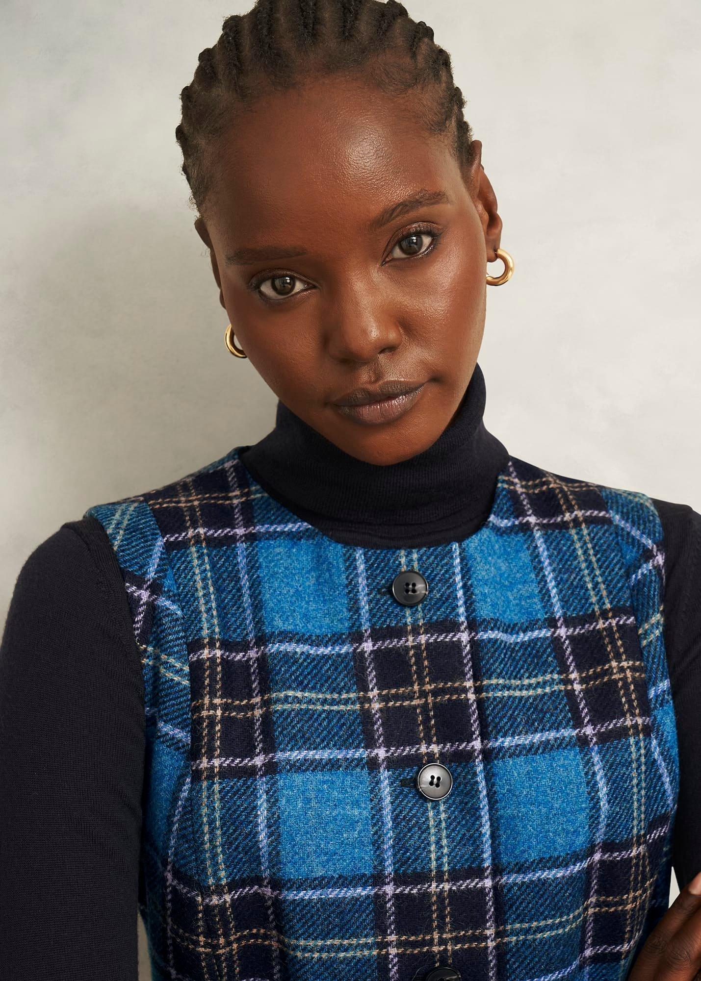 Petite Joella Wool Dress, Blue Multi, hi-res