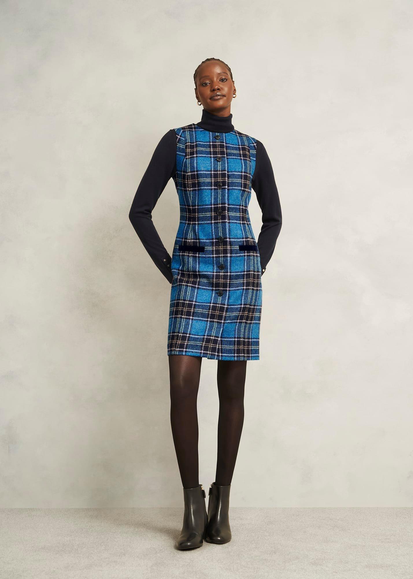 Petite Joella Wool Dress, Blue Multi, hi-res