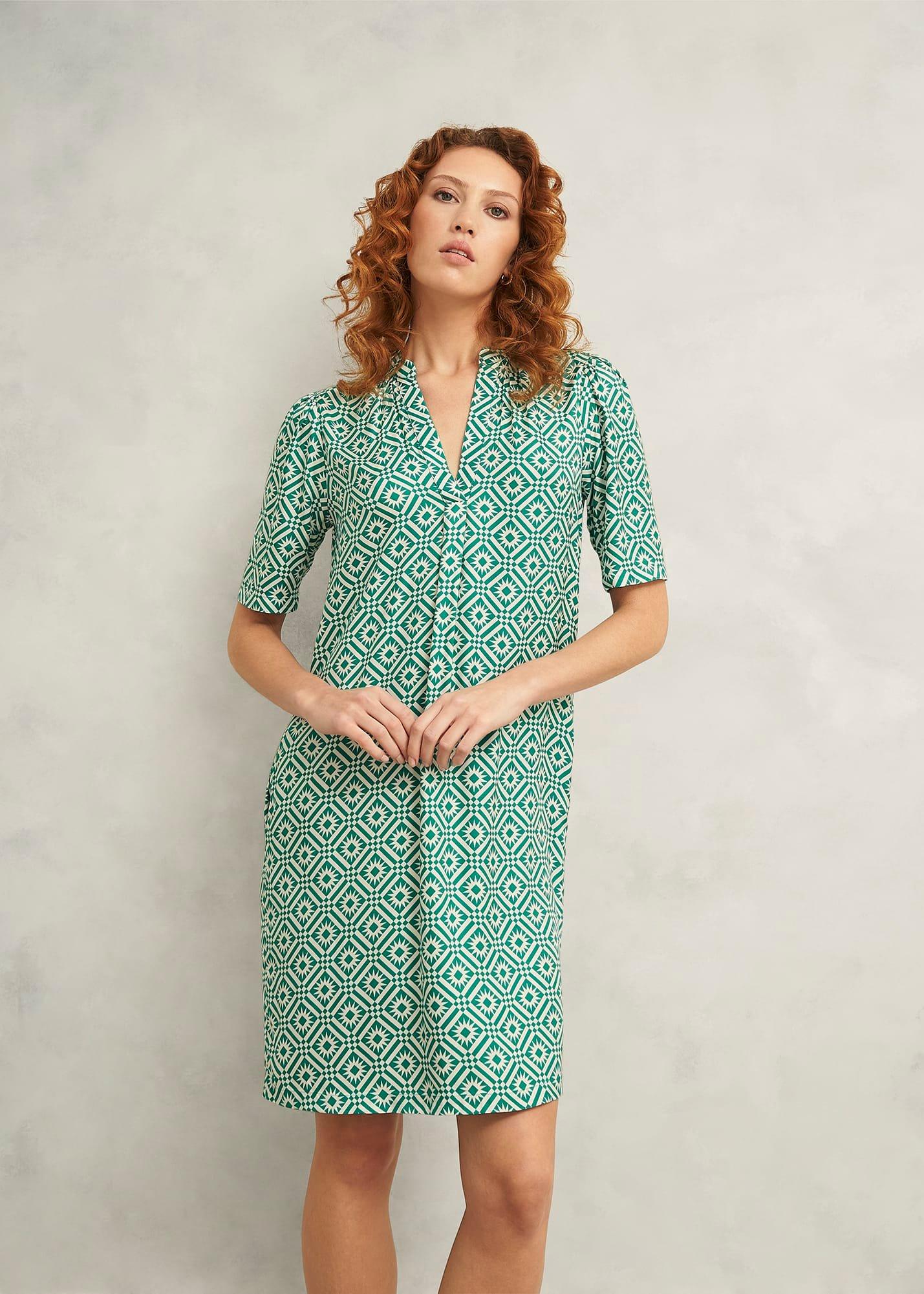 Lucille Dress, Green Ivory, hi-res