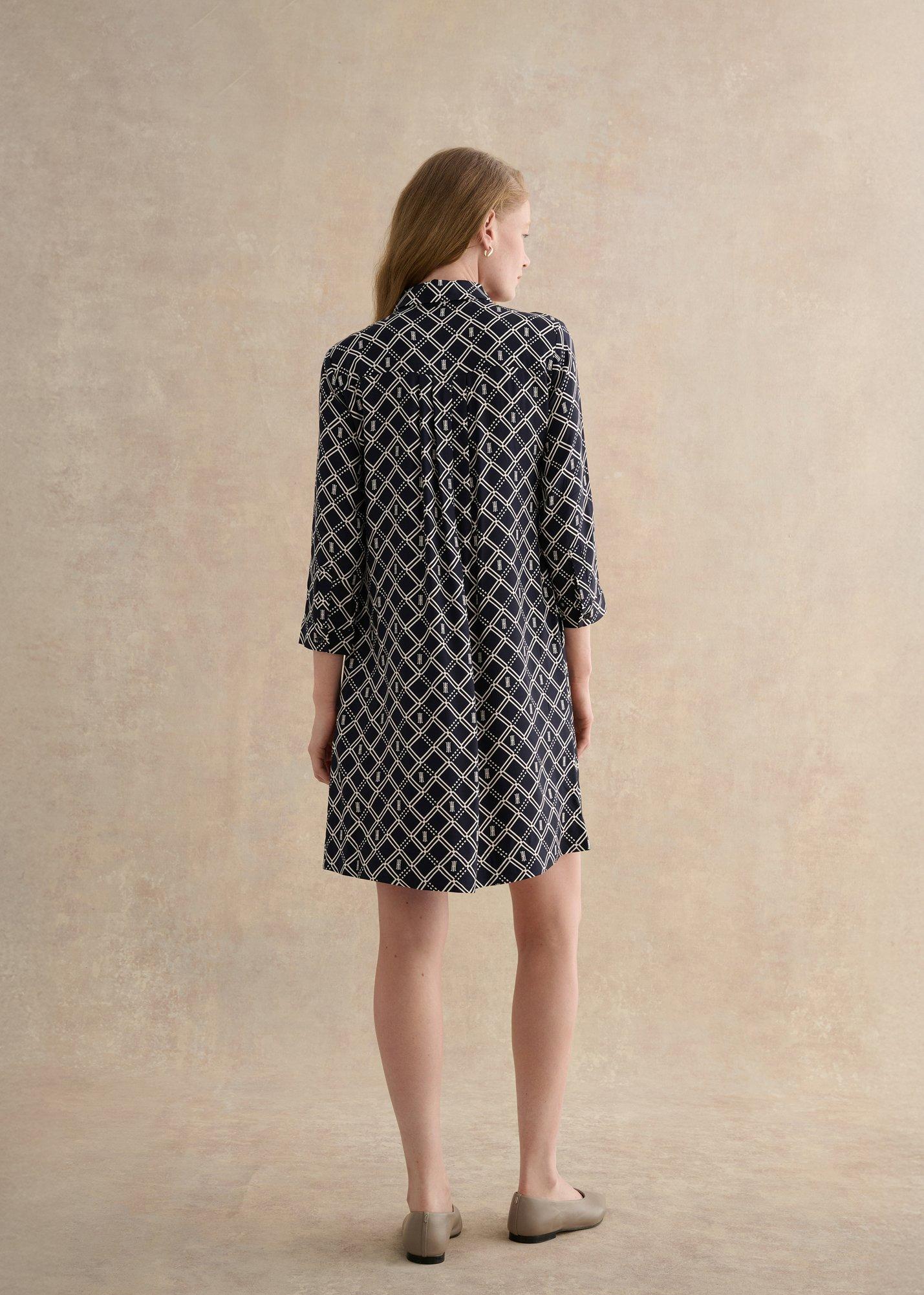 Marlena Dress, Navy Cream, hi-res