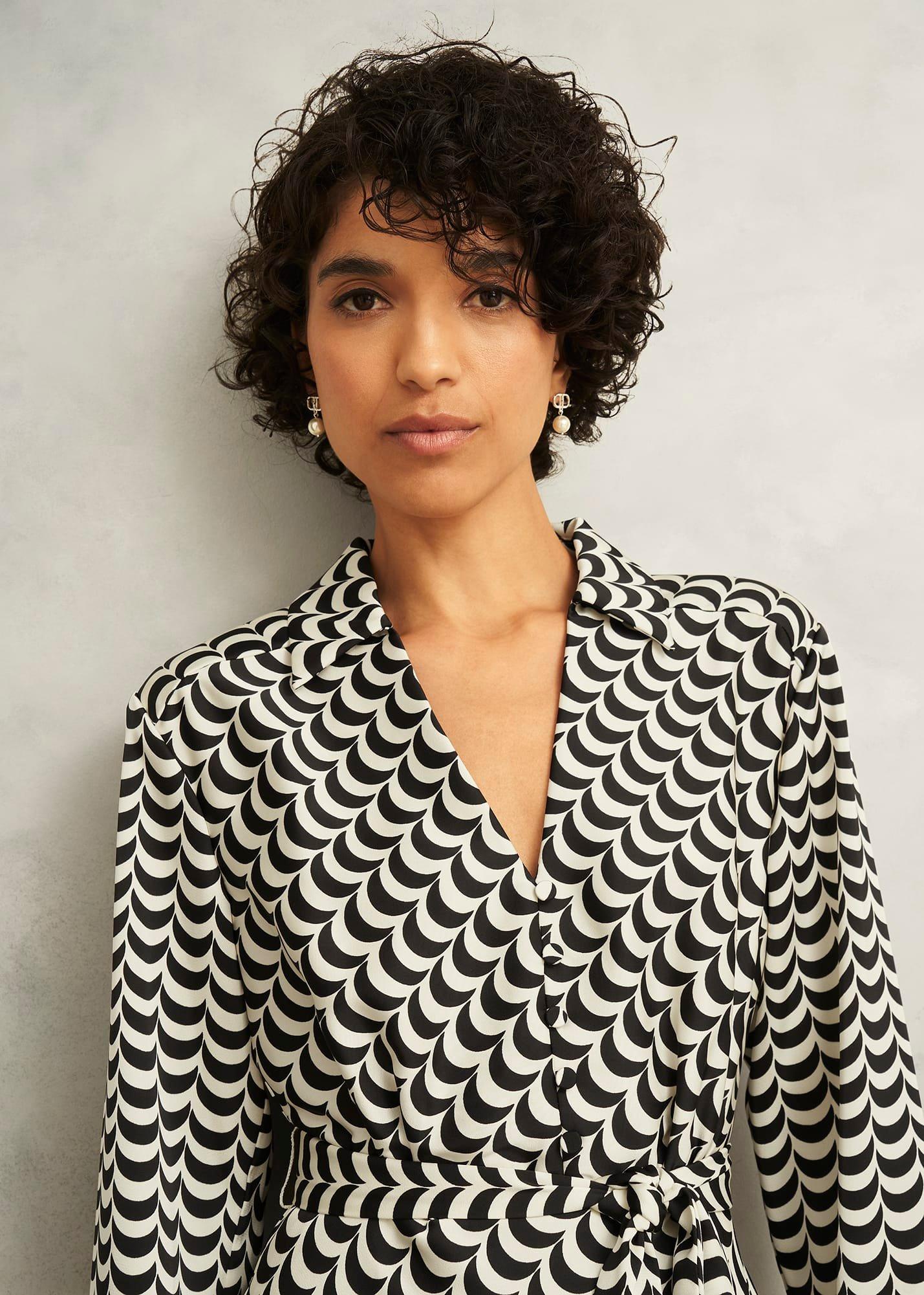 Northborough Dress, Cream Black, hi-res