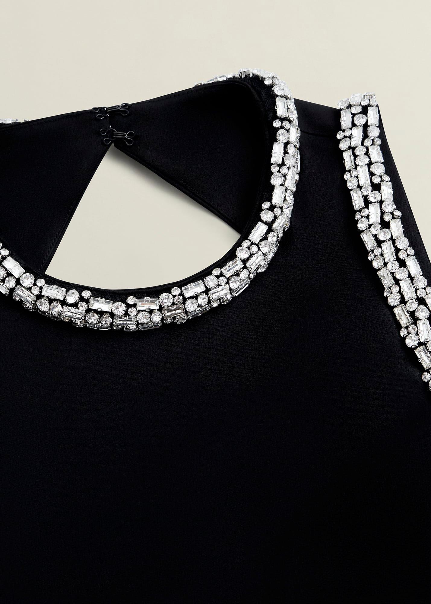 Angelina Trimmed Column Maxi Dress, Black, hi-res