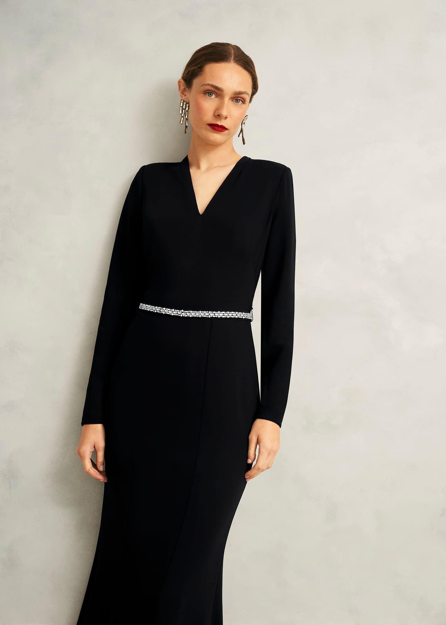 Meryl V Neck Maxi Dress, Black, hi-res