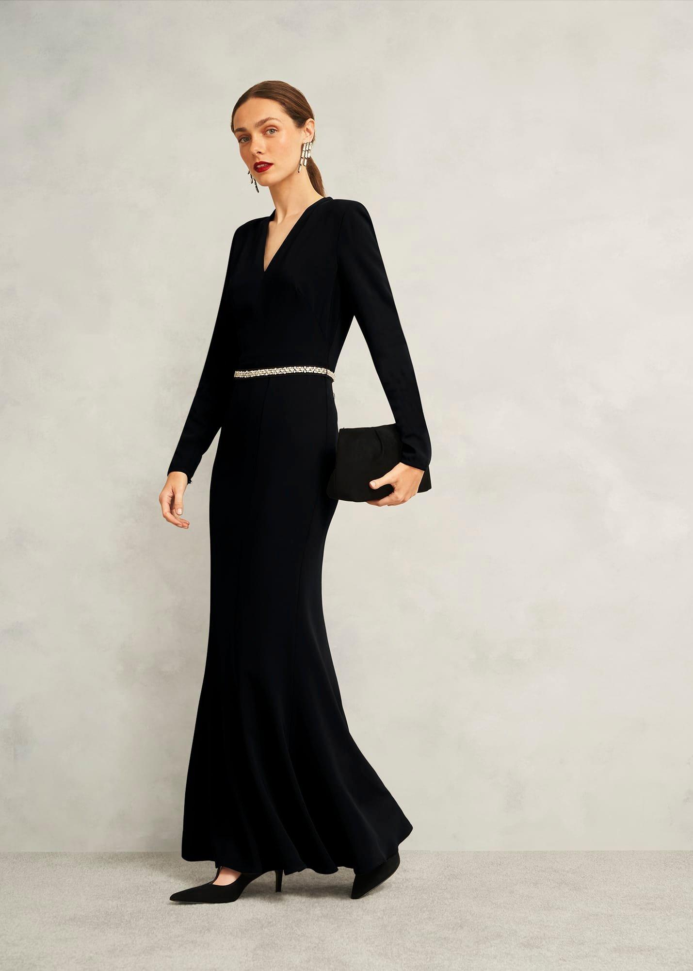 Meryl V Neck Maxi Dress, Black, hi-res