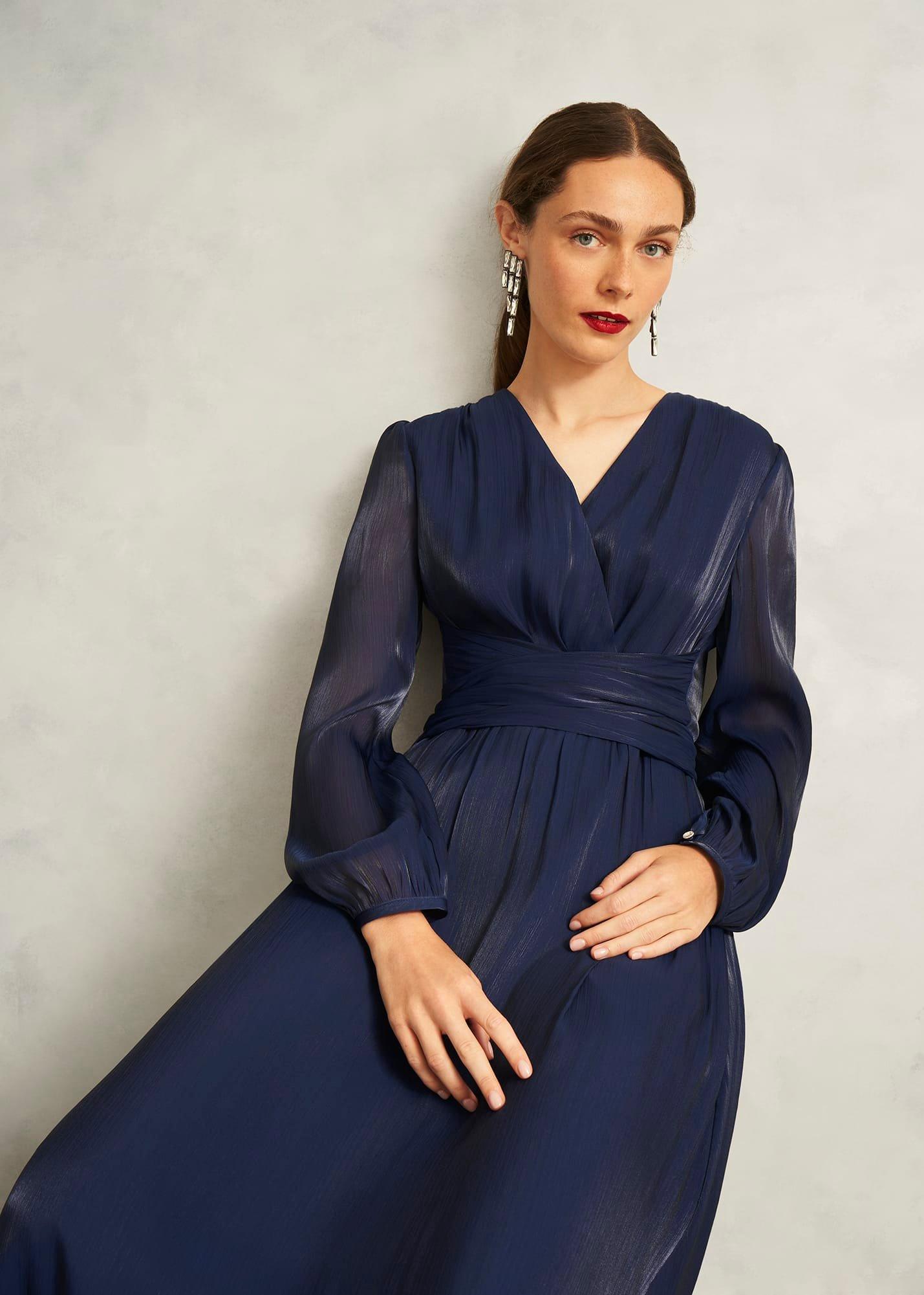 Cate V Neck Maxi Dress, Midnight Navy, hi-res