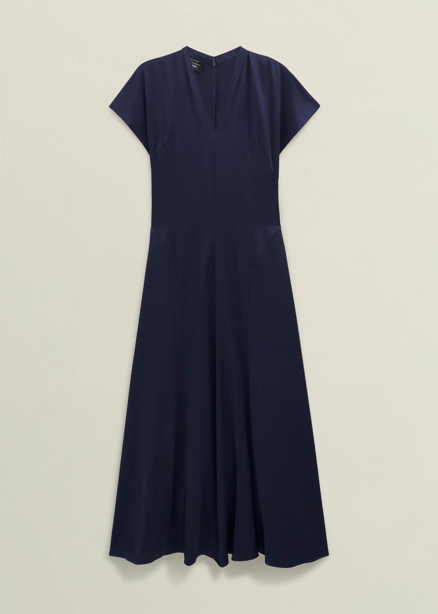 Grace Satin V Neck Maxi Dress