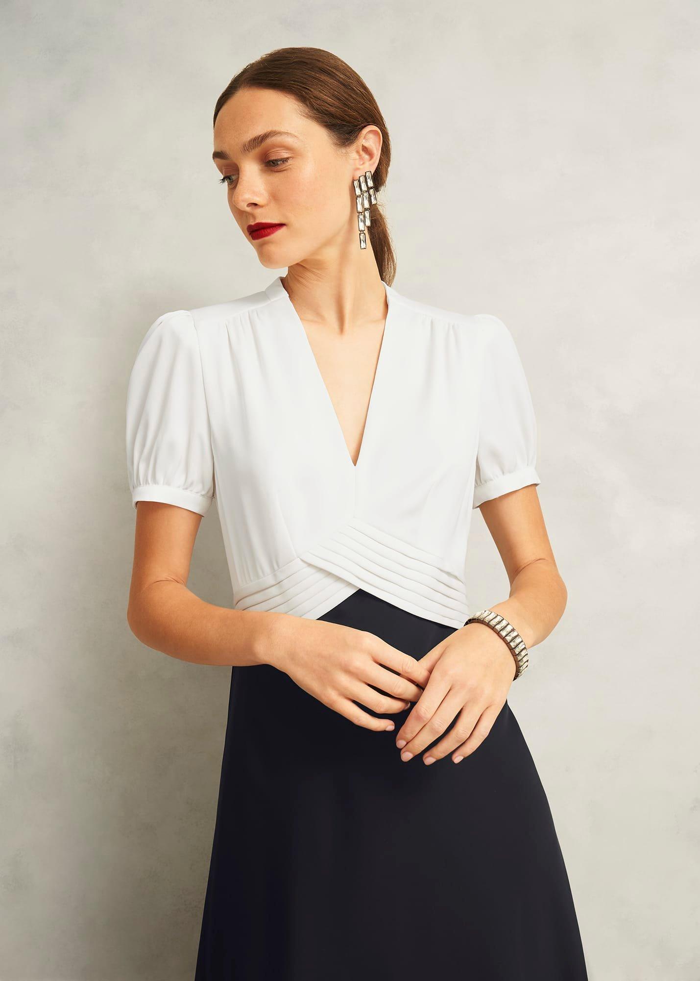 Elizabeth Colourblock Satin Maxi Dress, Black Ivory, hi-res