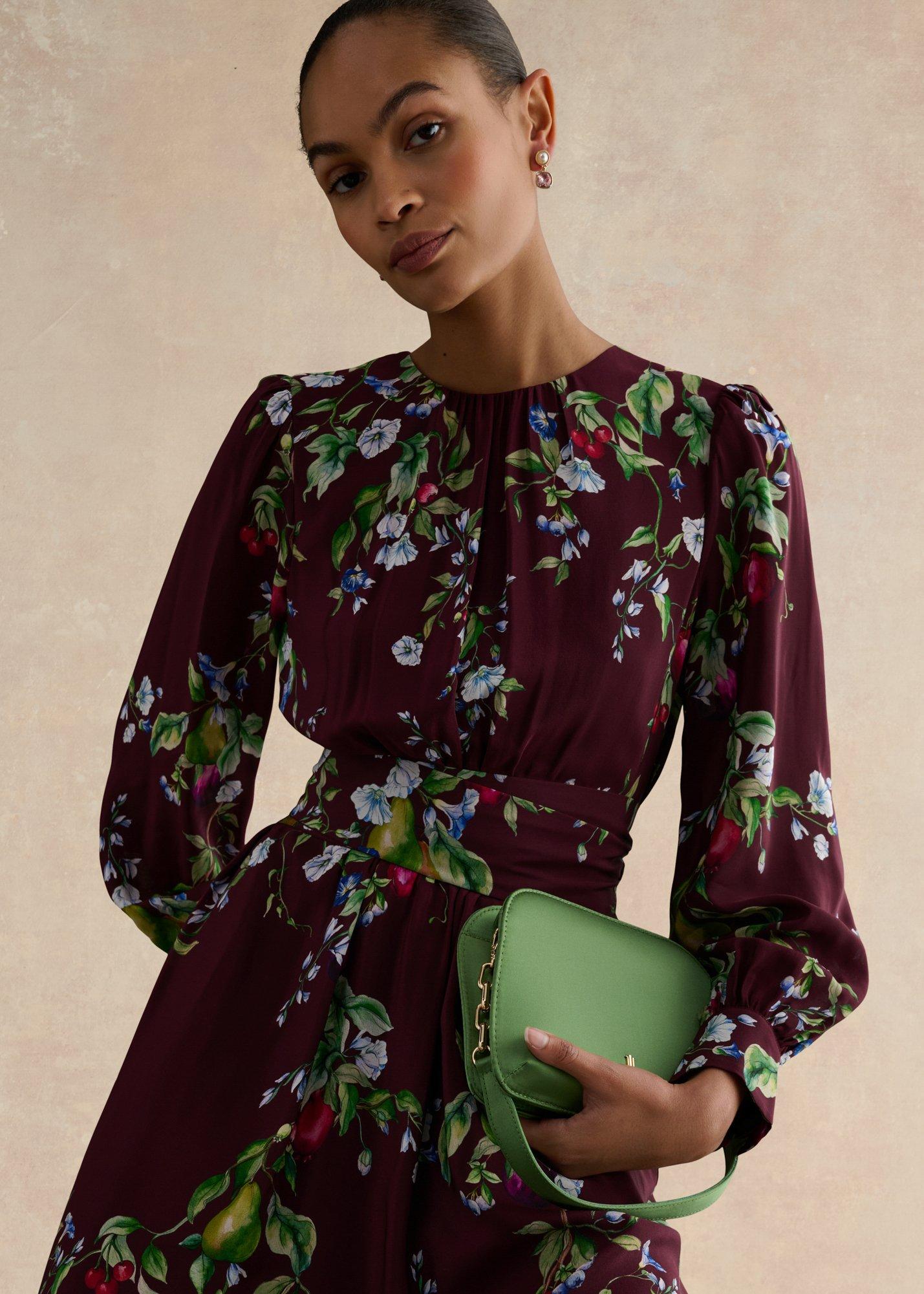 Iford Silk Dress, Onyx Red Multi, hi-res