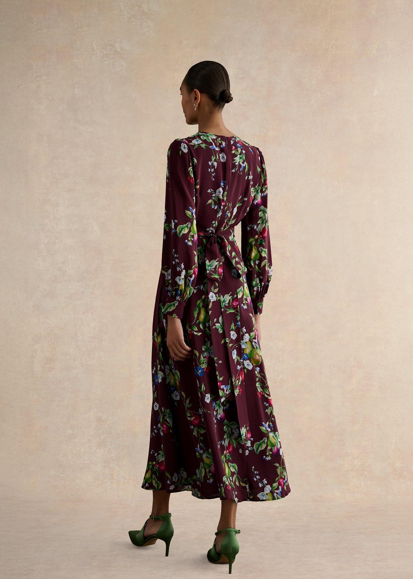 Iford Silk Dress, Onyx Red Multi, hi-res