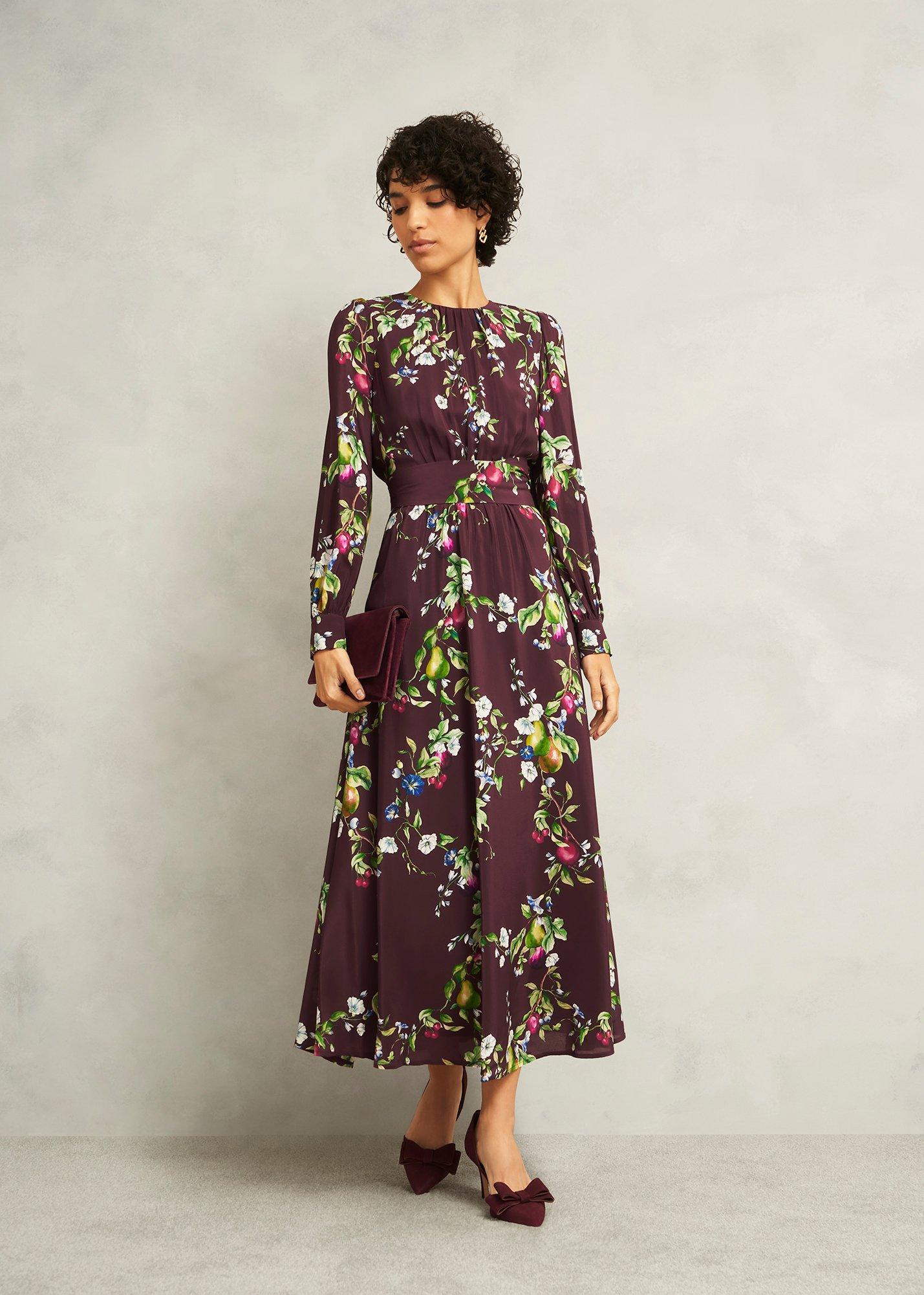 Iford Silk Dress, Onyx Red Multi, hi-res