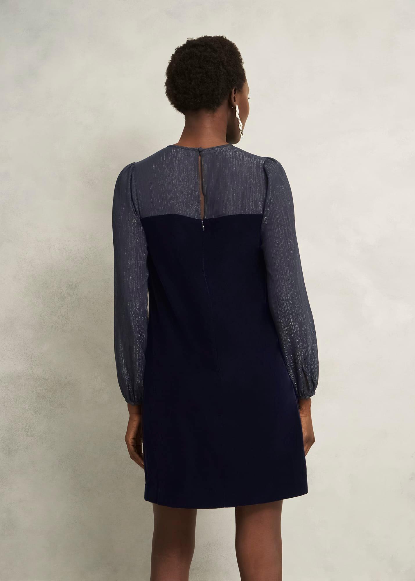 Zariah Velvet Dress, Midnight Navy, hi-res