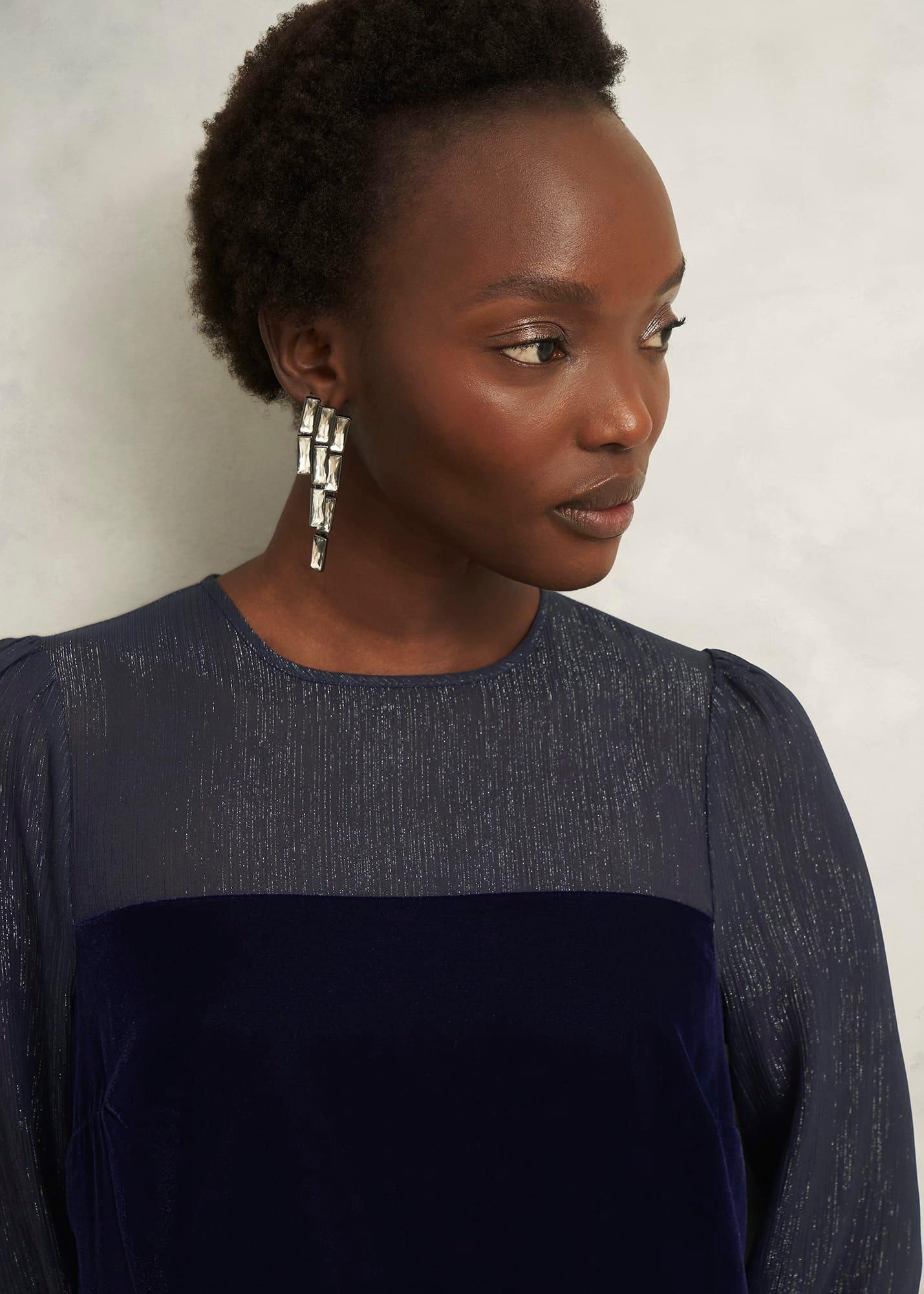 Zariah Velvet Dress, Midnight Navy, hi-res