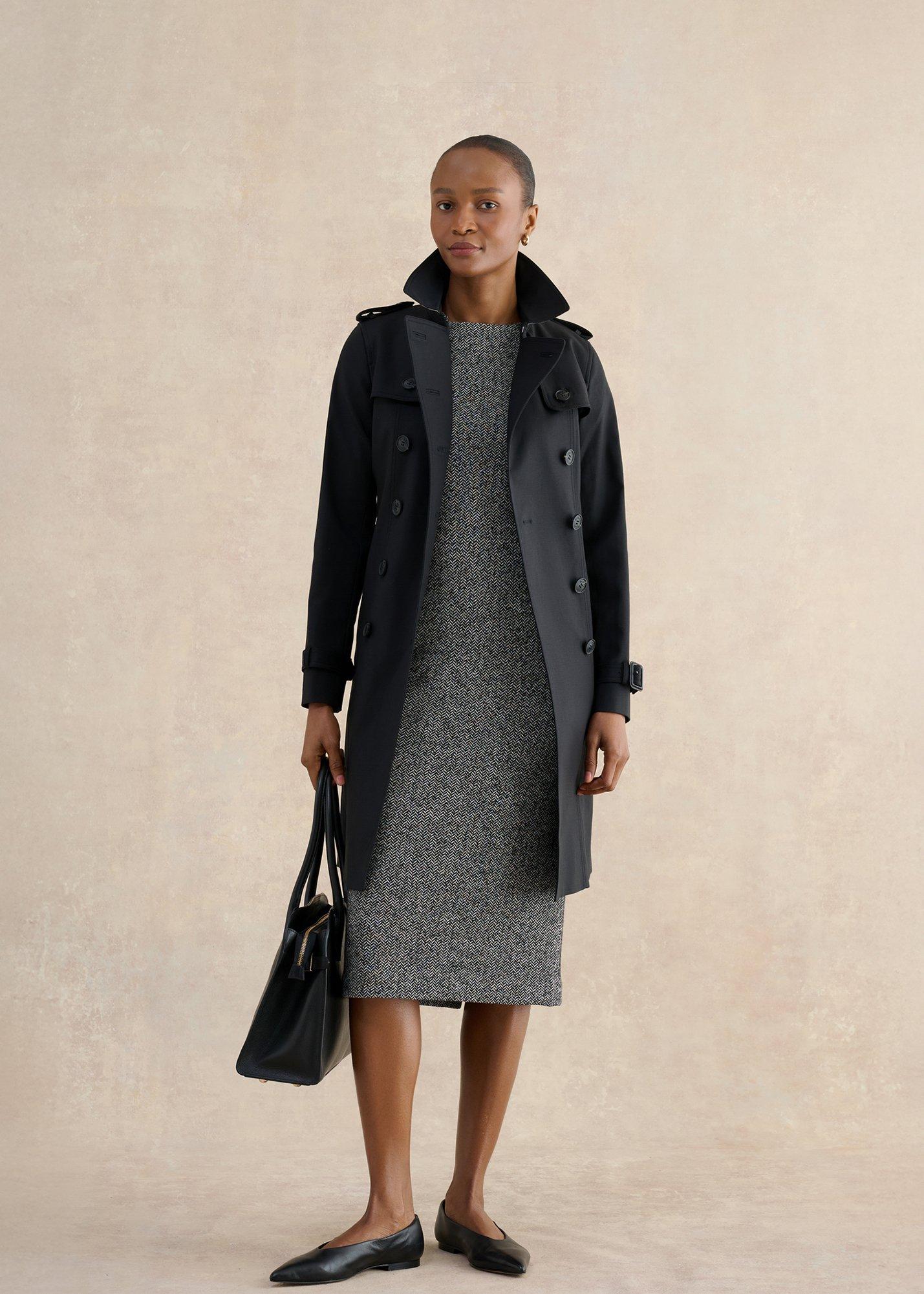 Marlyn Wool Jersey Dress, Black White, hi-res