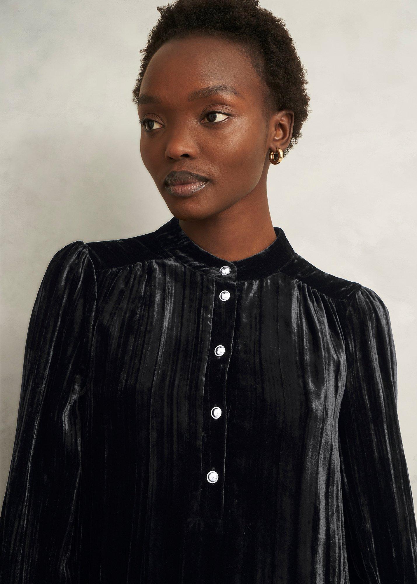 Sienna Velvet Dress, Black, hi-res