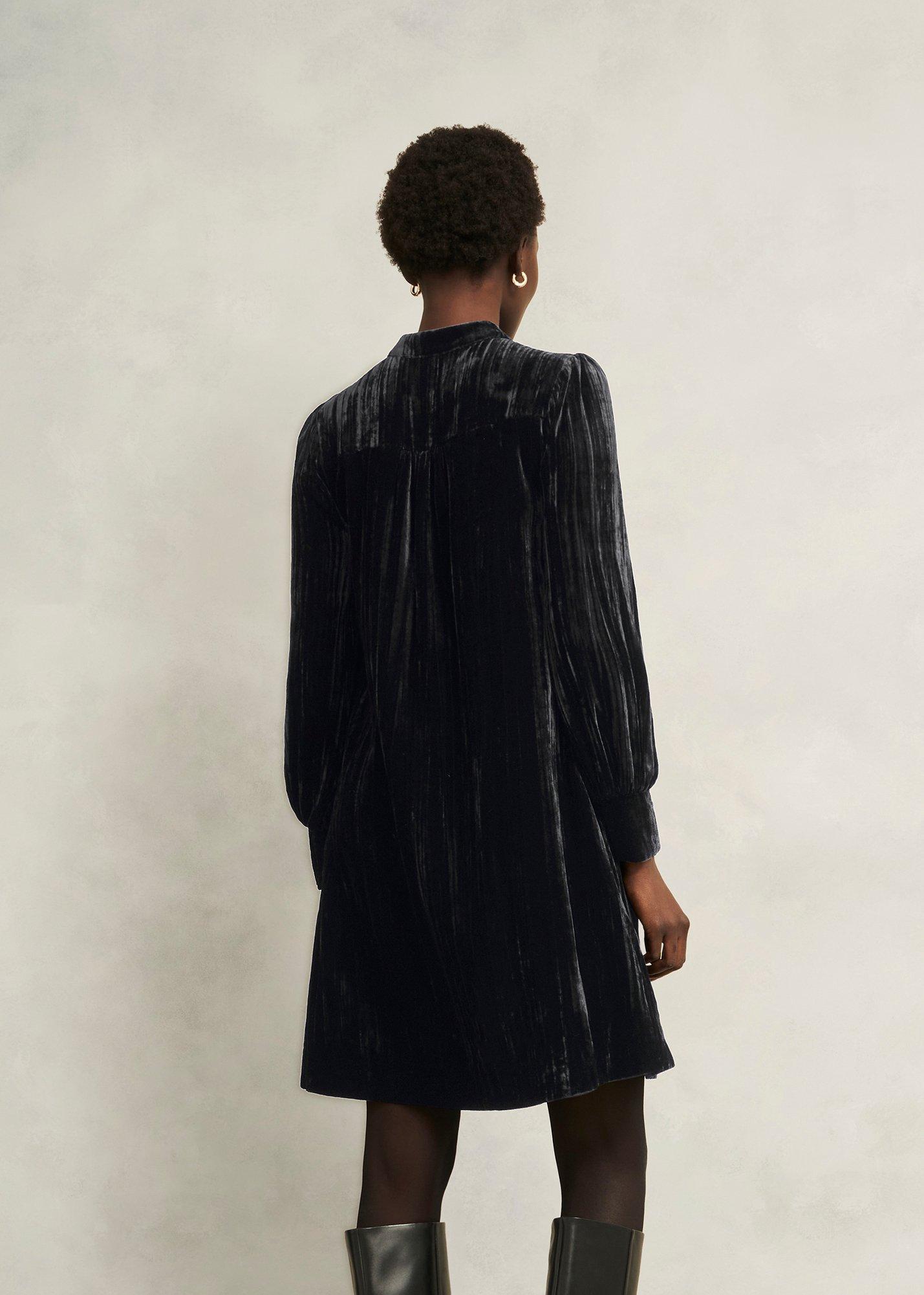 Sienna Velvet Dress, Black, hi-res