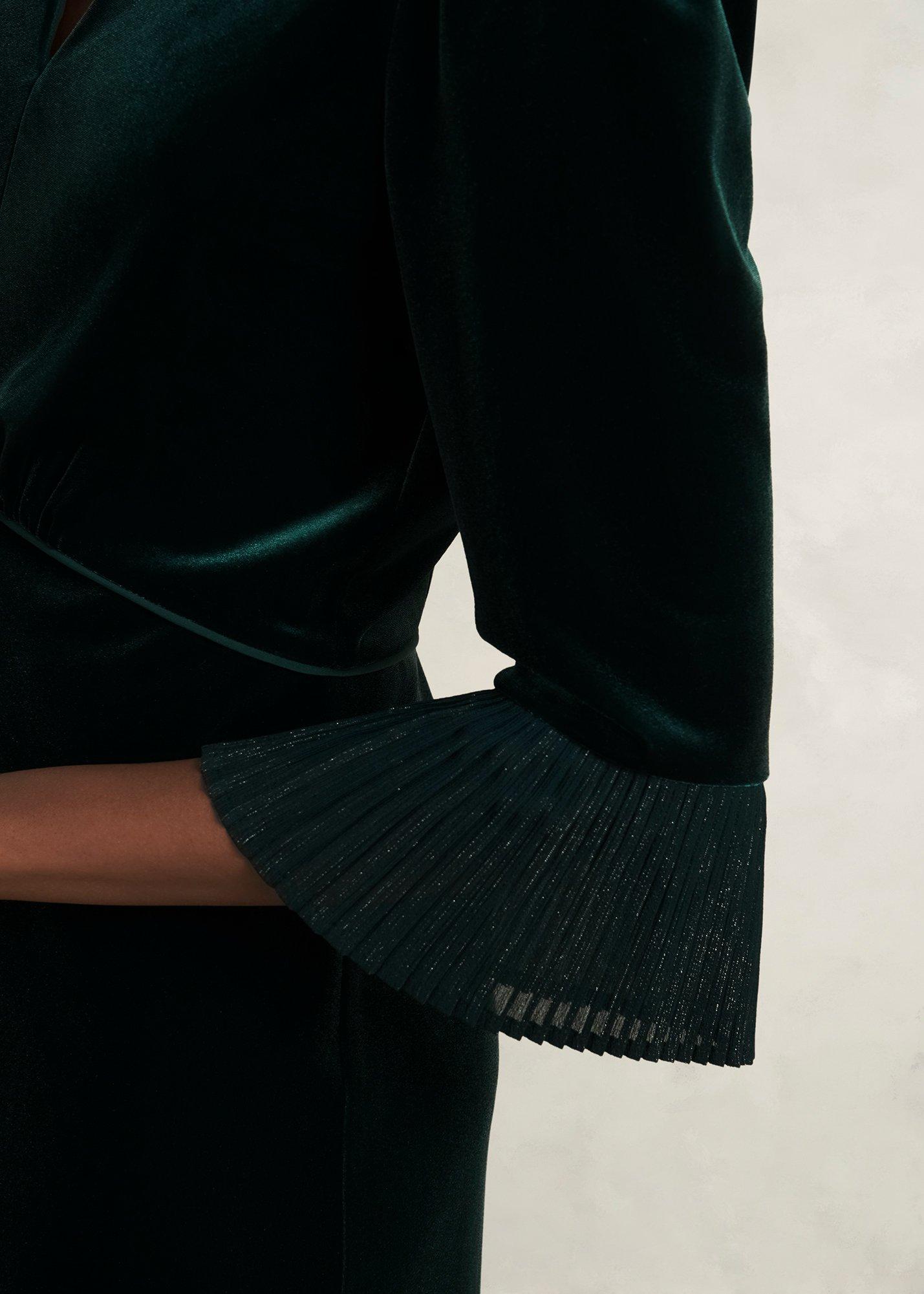 Petite Violet Velvet Dress, Evergreen, hi-res