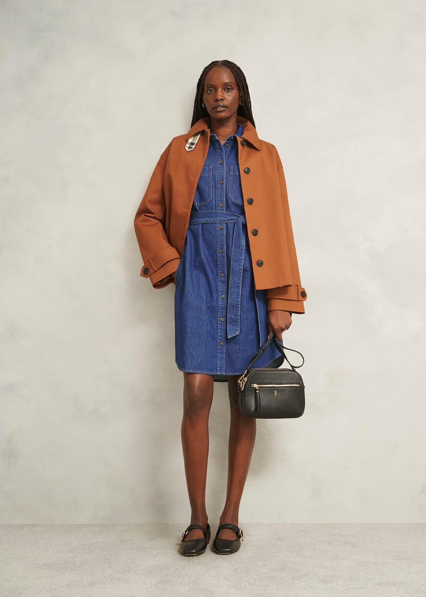 Francesca Denim Dress, Mid Wash Blue, hi-res