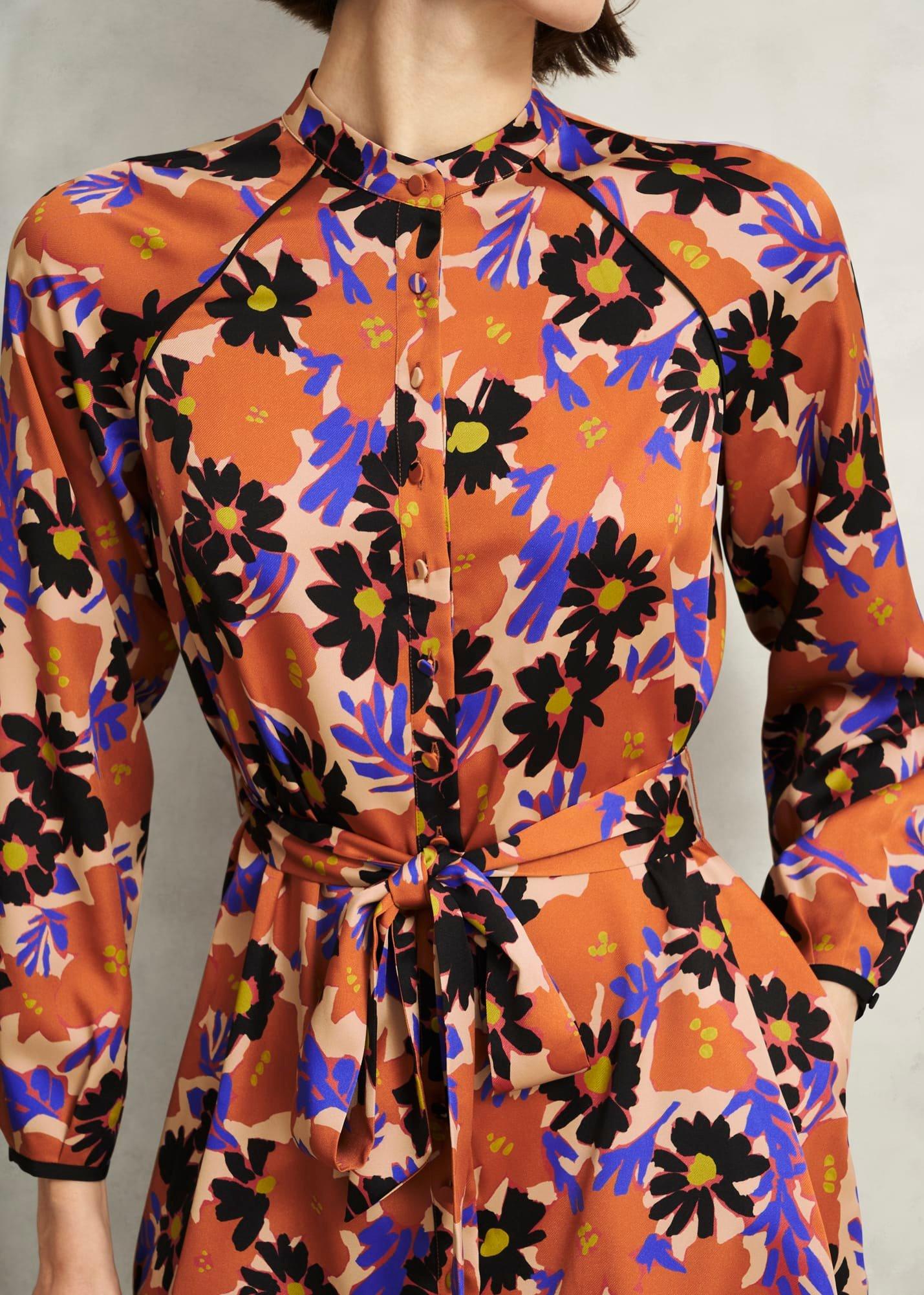 Coworth Floral Tie-Waist Mini Dress, Beige Multi, hi-res