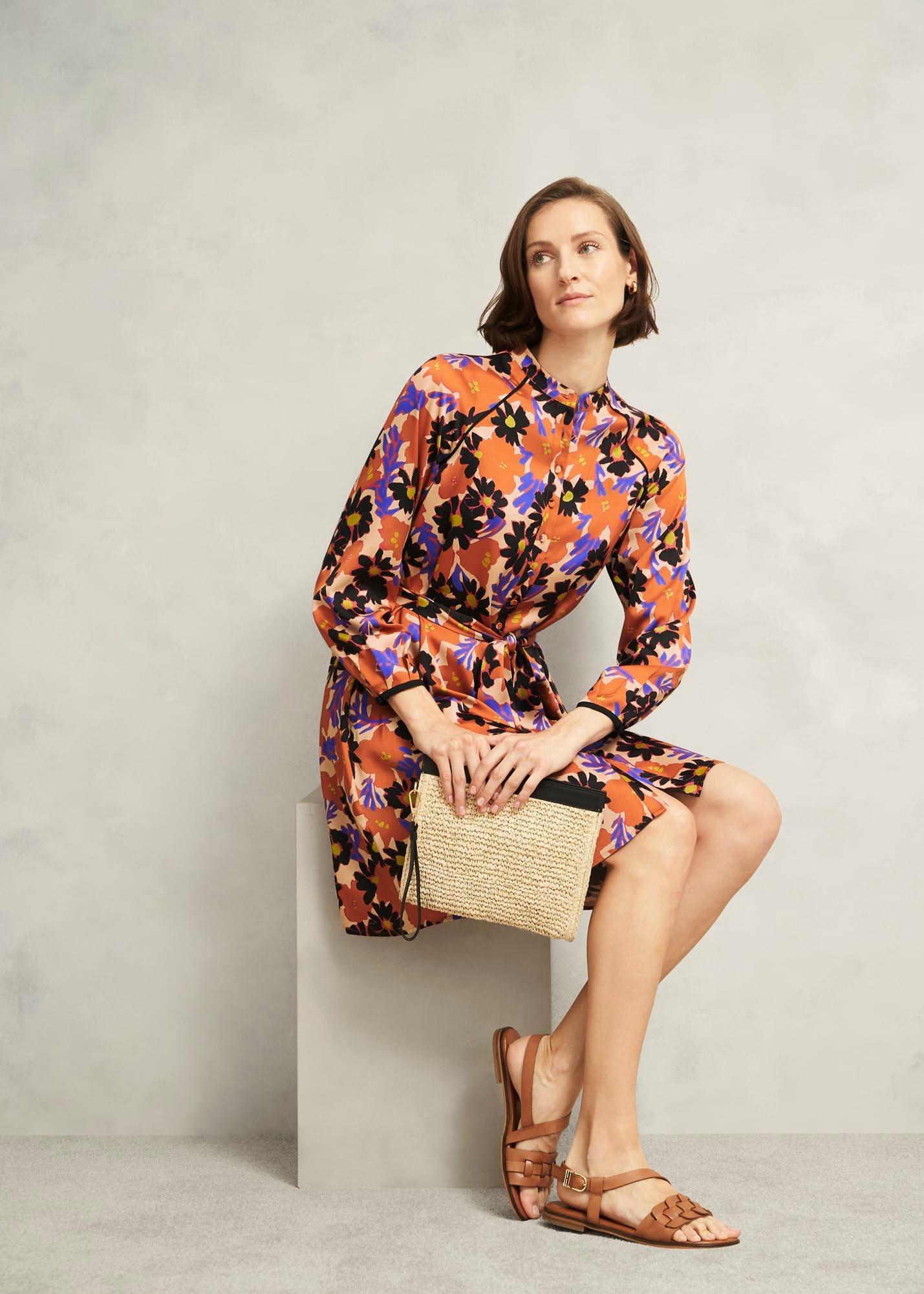 Coworth Floral Tie-Waist Mini Dress, Beige Multi, hi-res