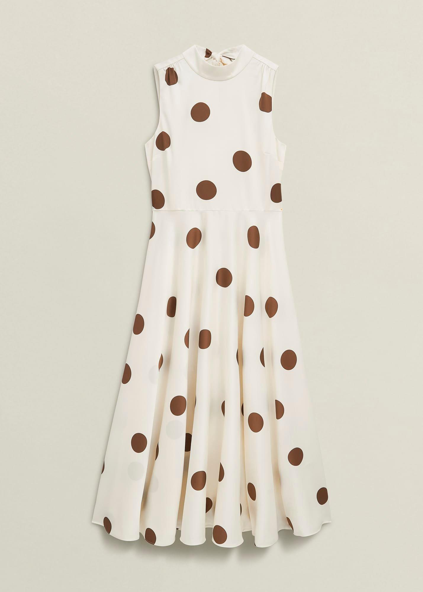 Mia Spot Dress, Ivory Brown, hi-res