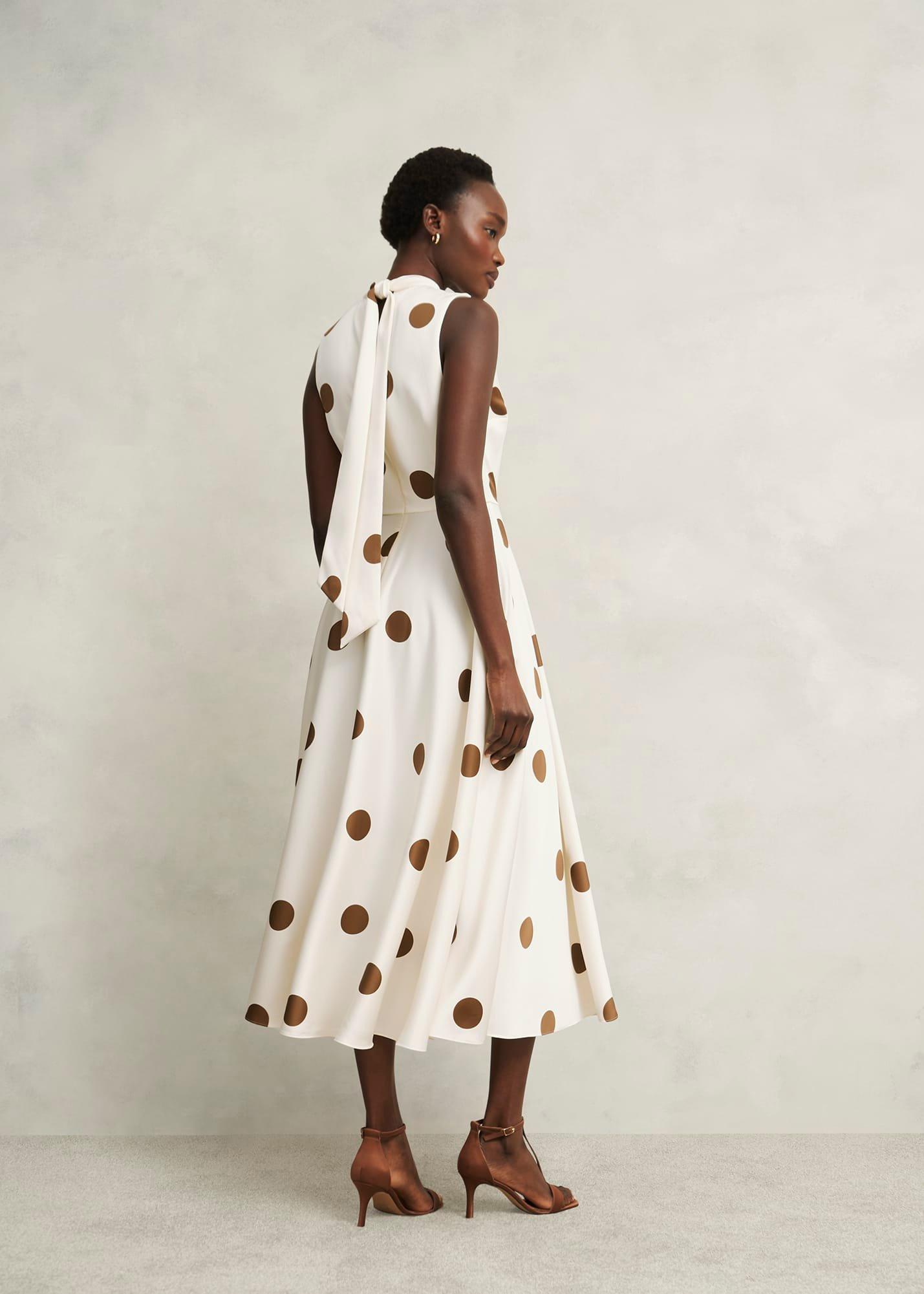 Mia Spot Dress, Ivory Brown, hi-res