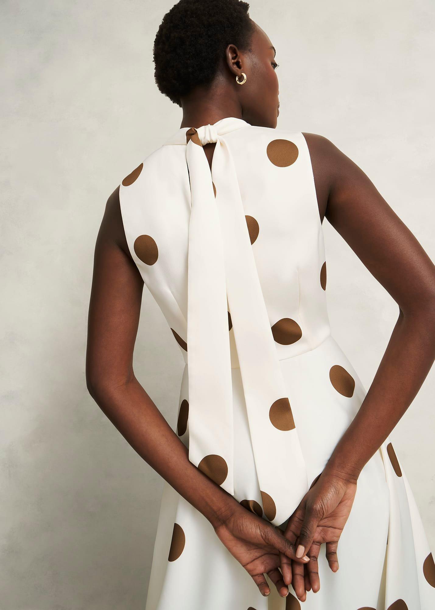 Petite Mia Spot Dress, Ivory Brown, hi-res