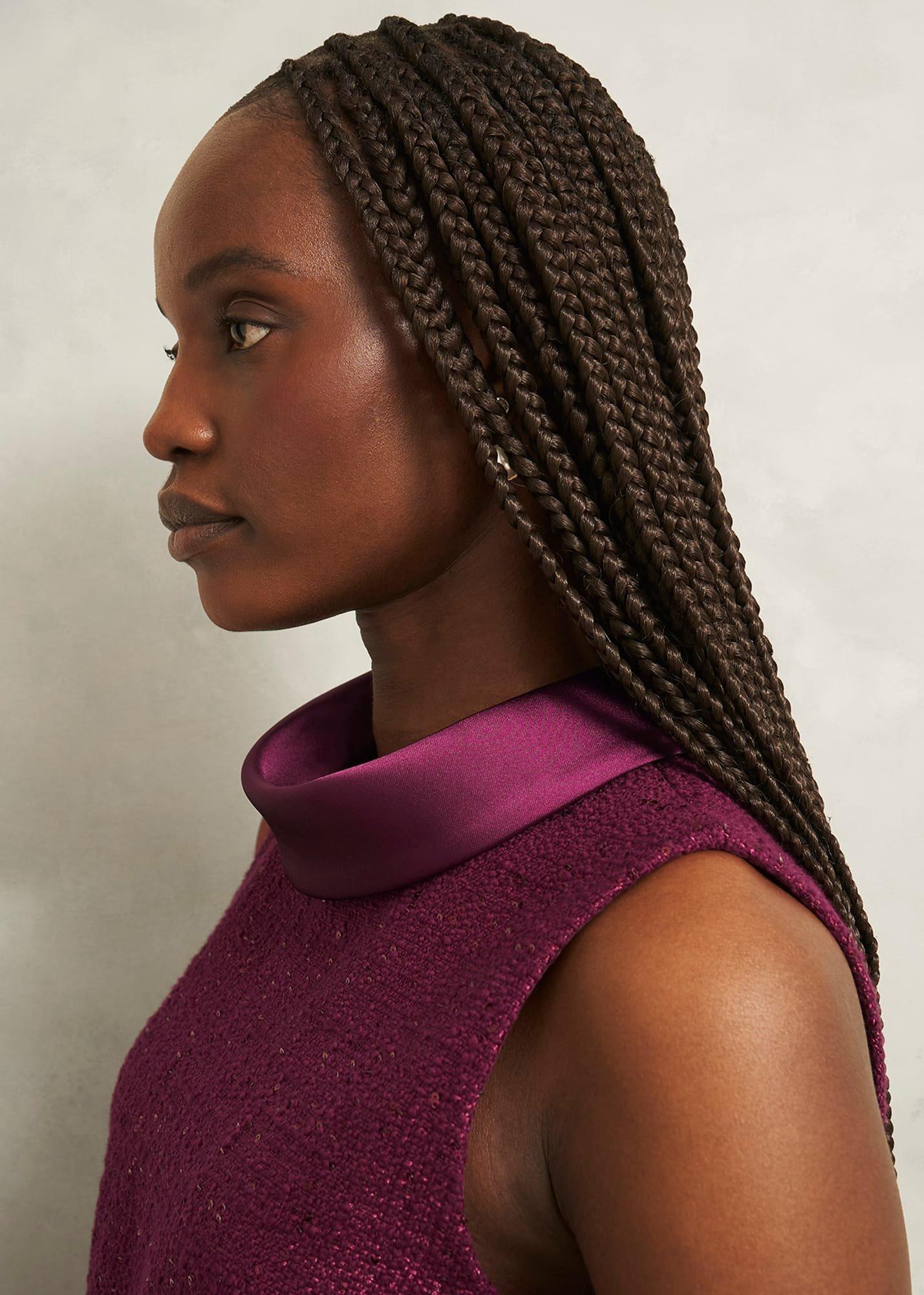 Prisha Sequin Tweed Dress, Warm Plum, hi-res