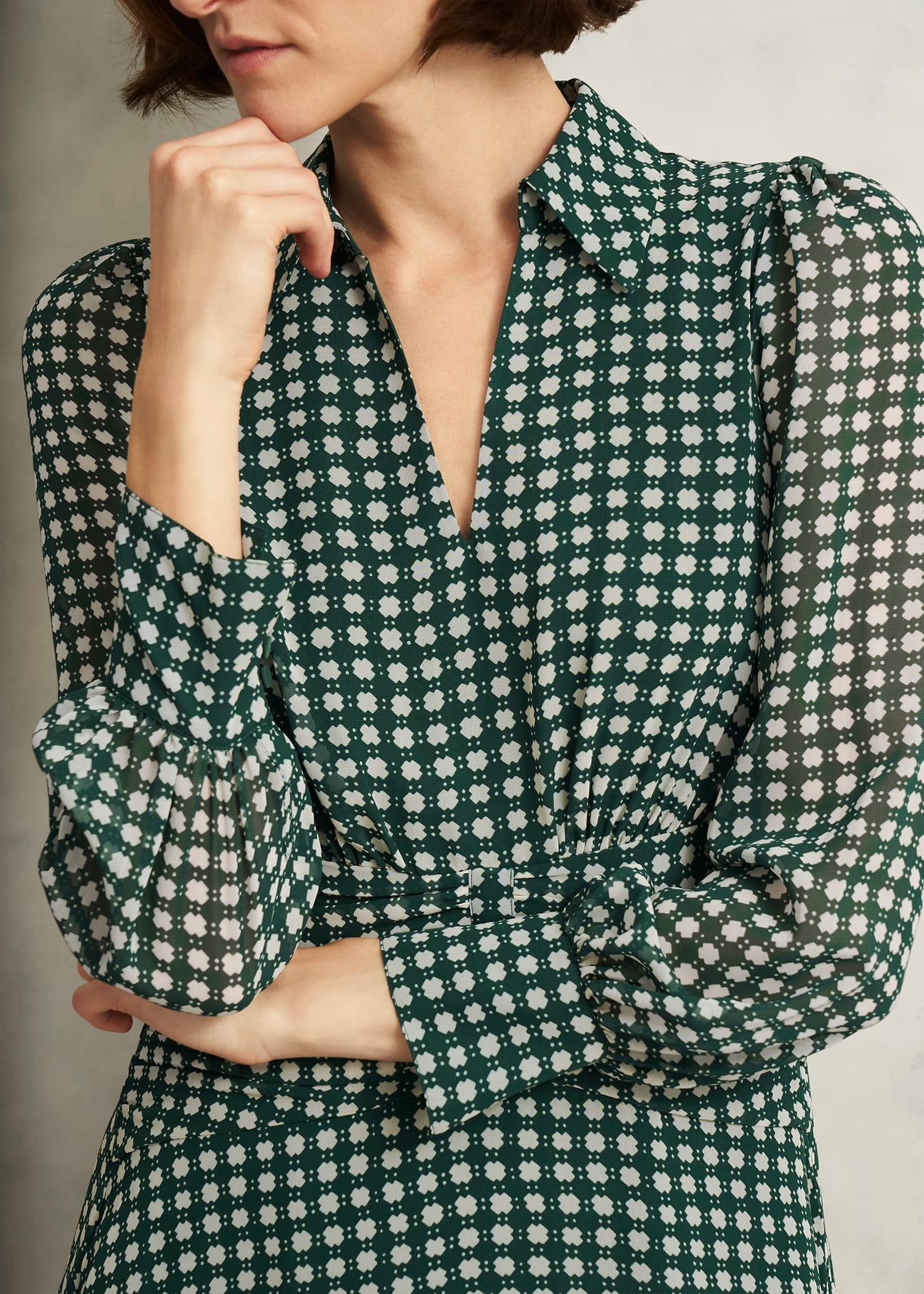 Longstock Geo Midi Dress, Green Cream, hi-res