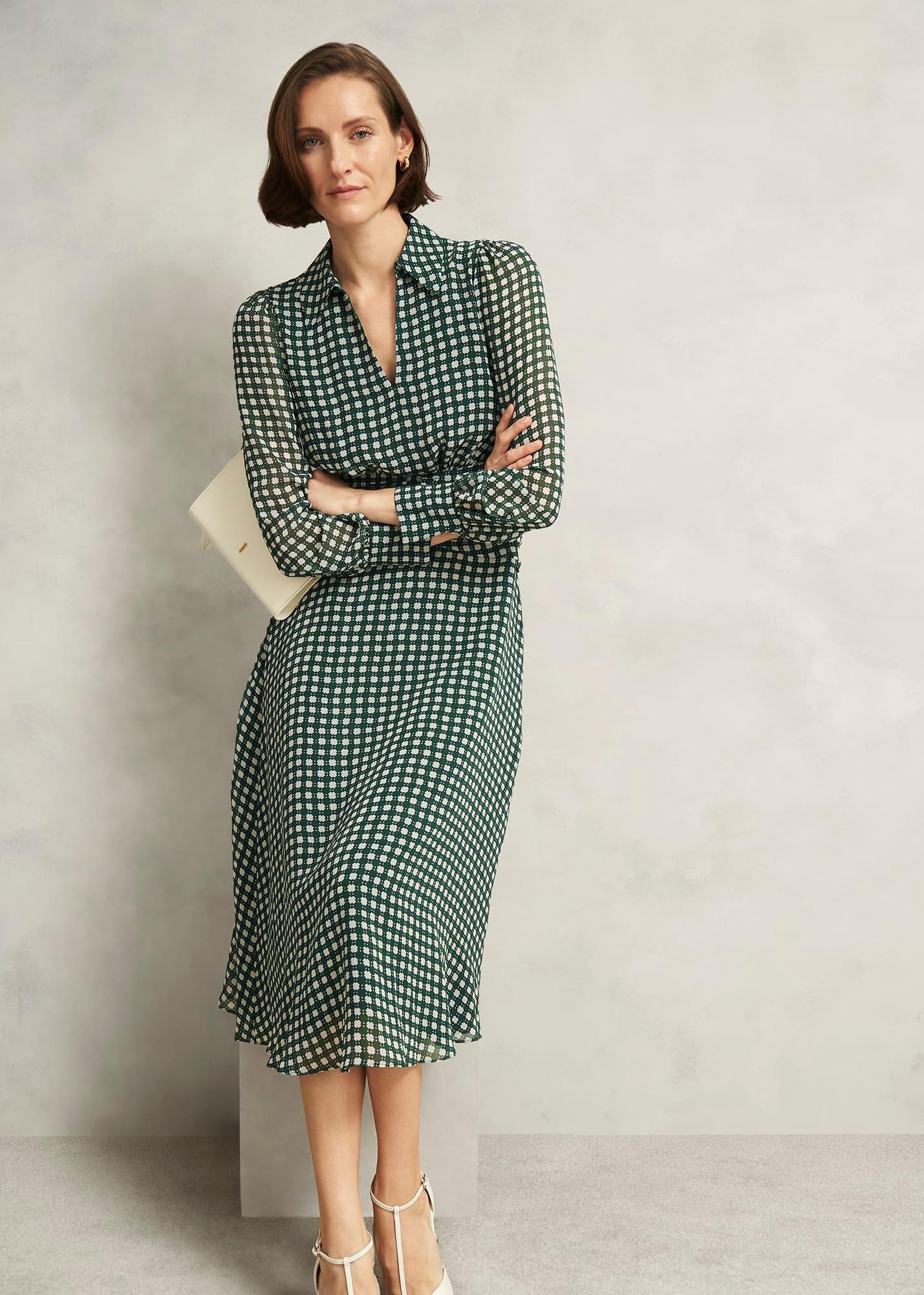 Longstock Geo Midi Dress, Green Cream, hi-res