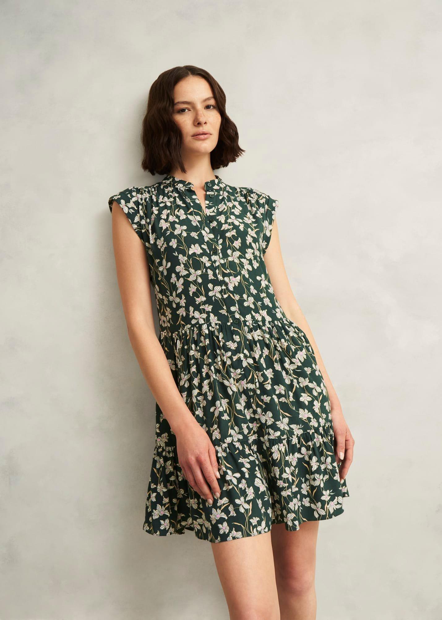 Green Floral Layla Mini Dress, Green Multi, hi-res