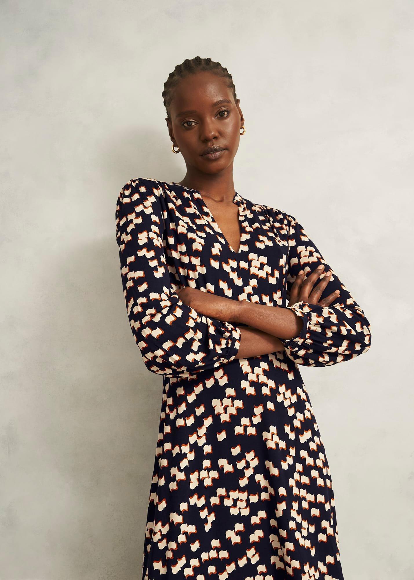 Petite Harlie Dress, Navy Multi, hi-res