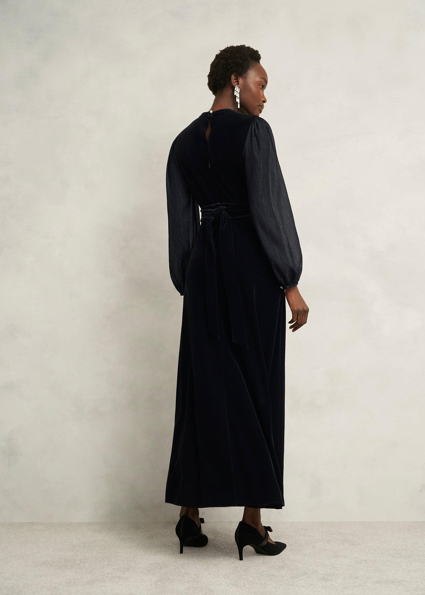 Marissa Velvet Dress, Black, hi-res