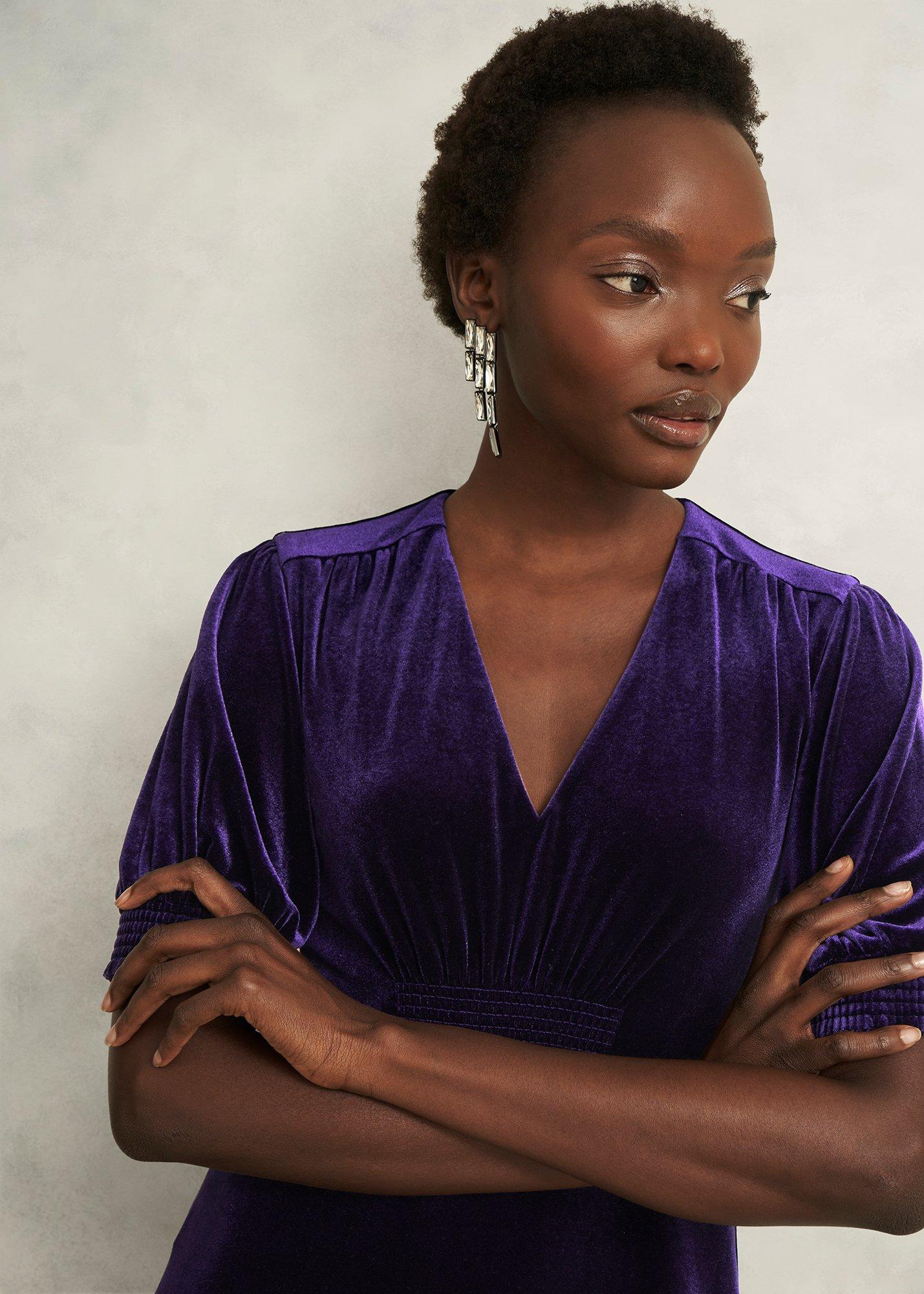 Dormer Velvet Dress, Midnight Purple, hi-res