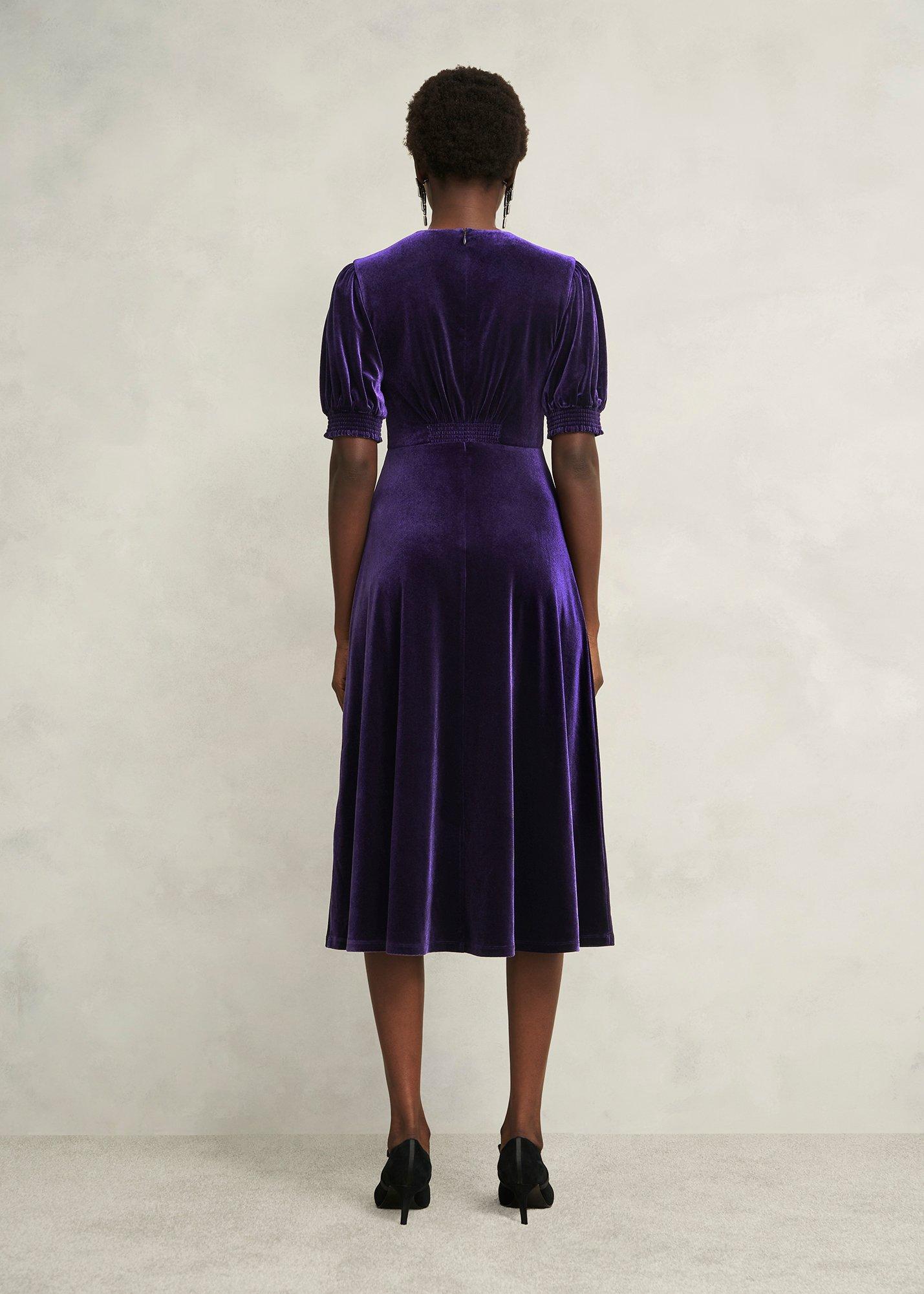 Dormer Velvet Dress, Midnight Purple, hi-res