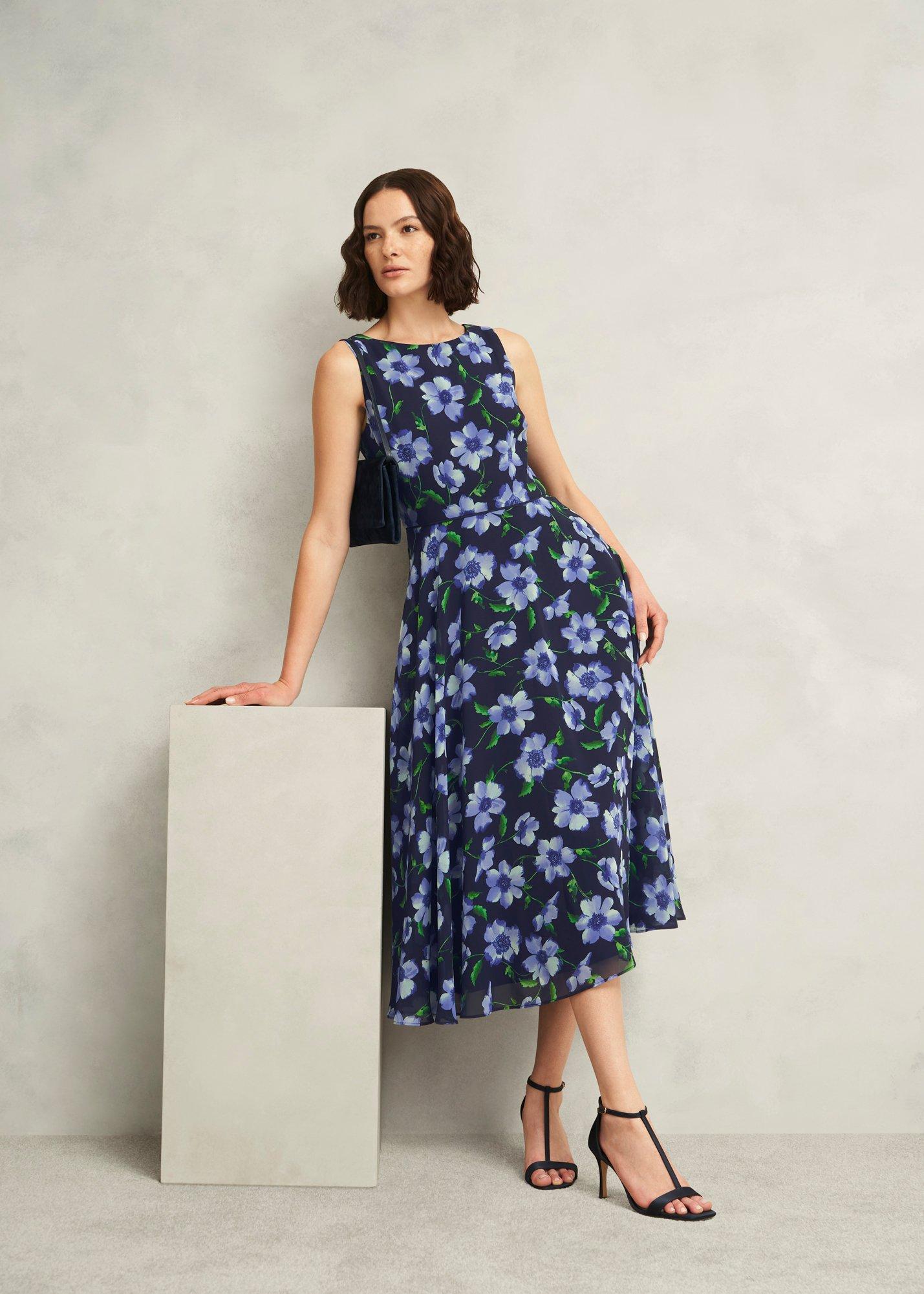 Carly Floral Printed Midi Dress, Midnight Multi, hi-res