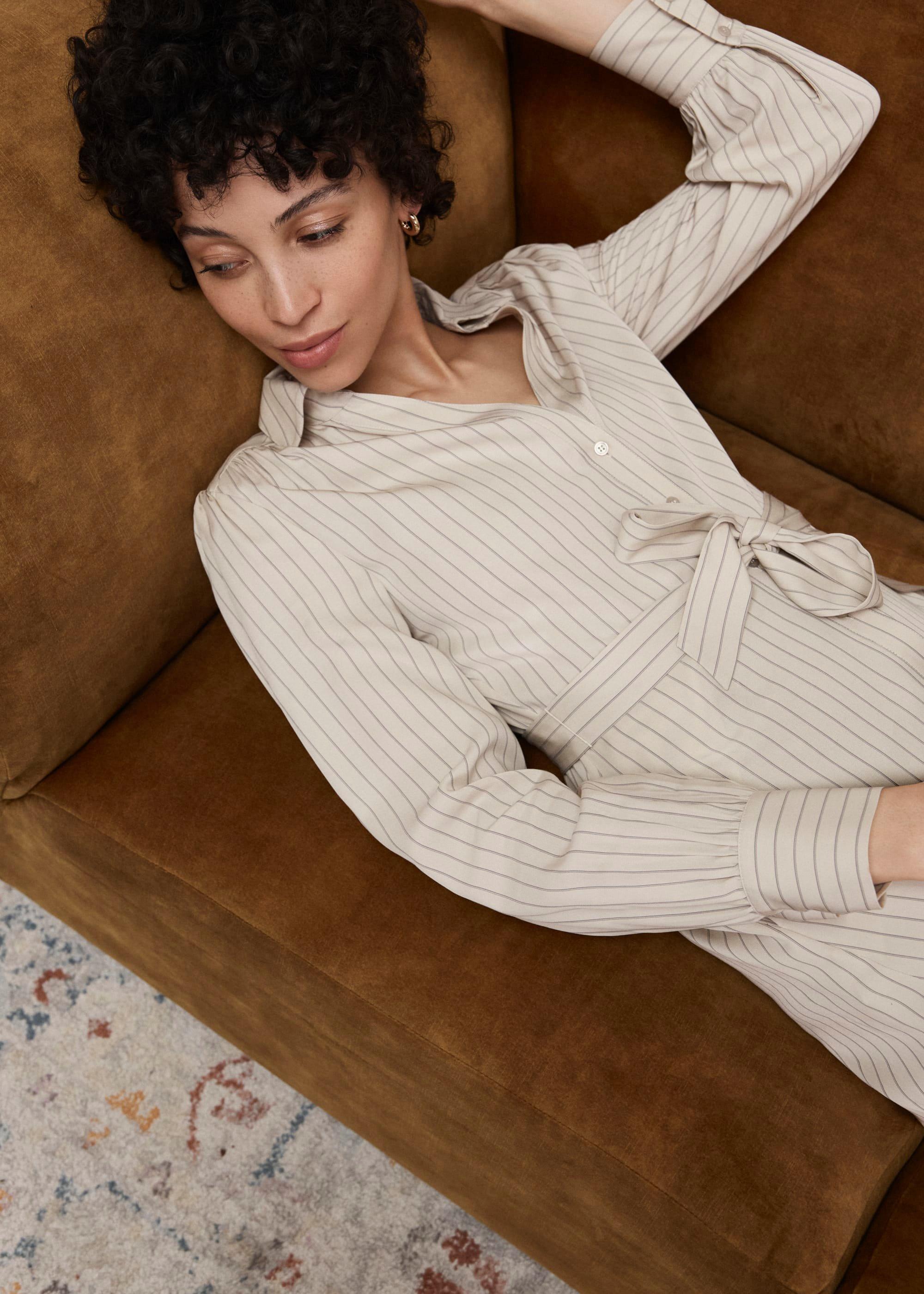 Neutral Eleanor Stripe Shirt Dress