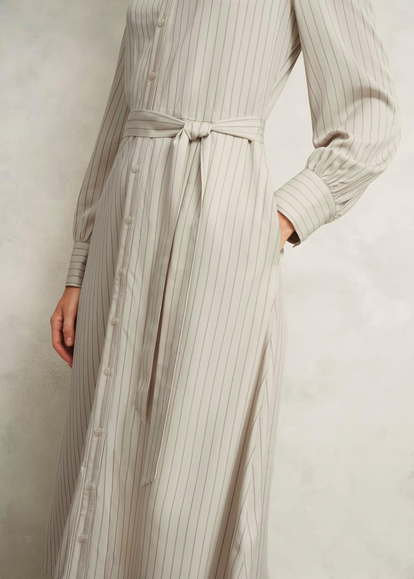 Neutral Eleanor Stripe Shirt Dress, Soft Beige, hi-res