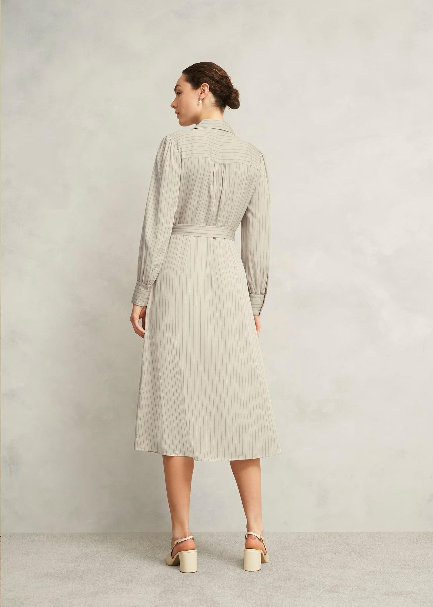 Neutral Eleanor Stripe Shirt Dress, Soft Beige, hi-res