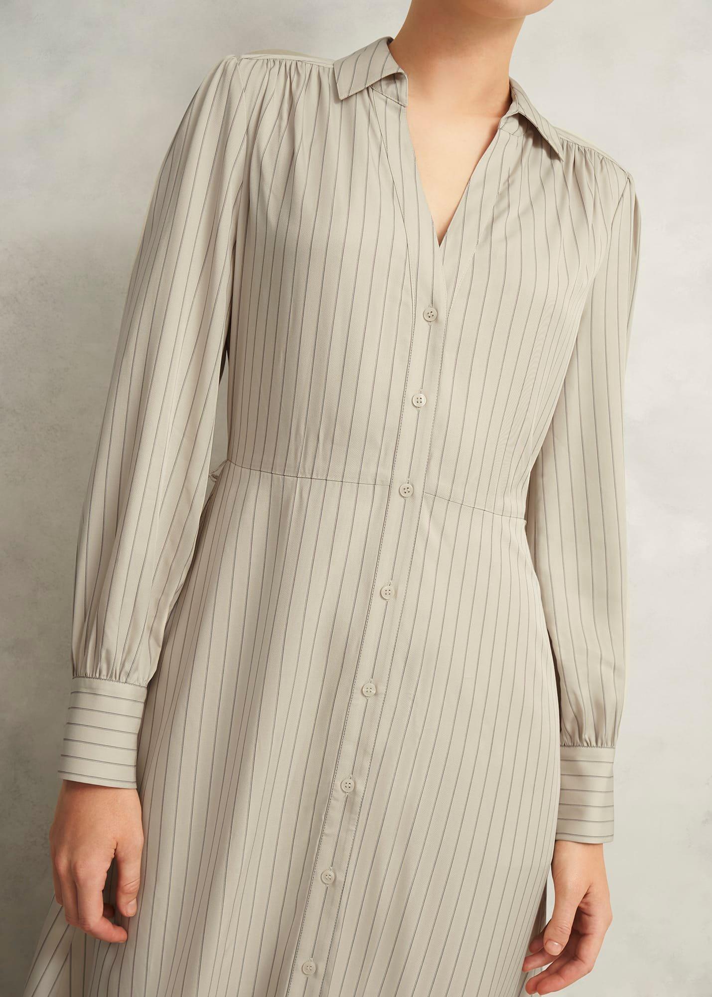 Neutral Eleanor Stripe Shirt Dress, Soft Beige, hi-res