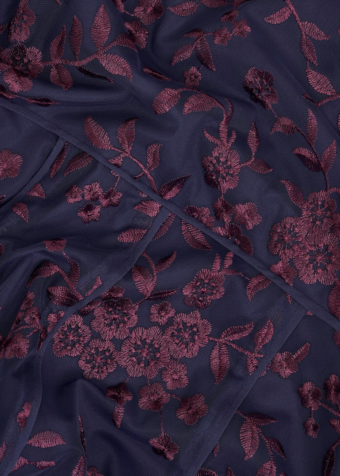 Petite Quin Embroidered Dress, Midnight Red, hi-res