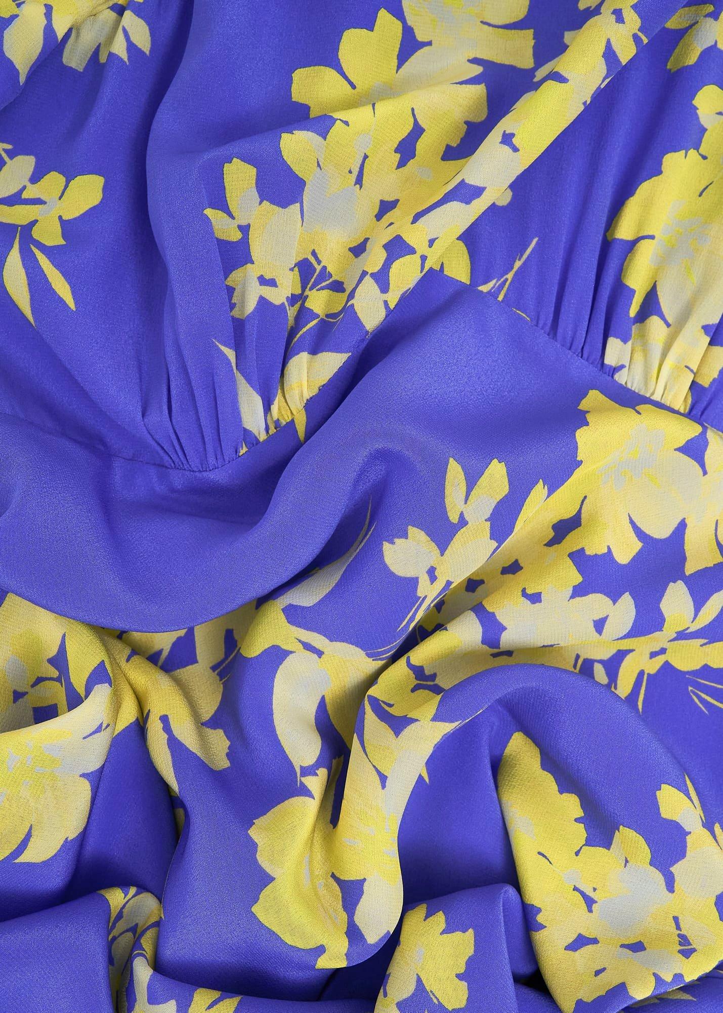 Petite Ann Embellished Silk Dress, Blue Yellow, hi-res