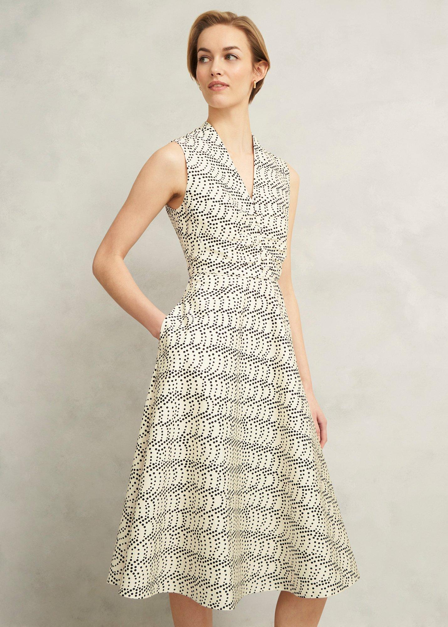 Ruthie Spot Dress, Cream Black, hi-res