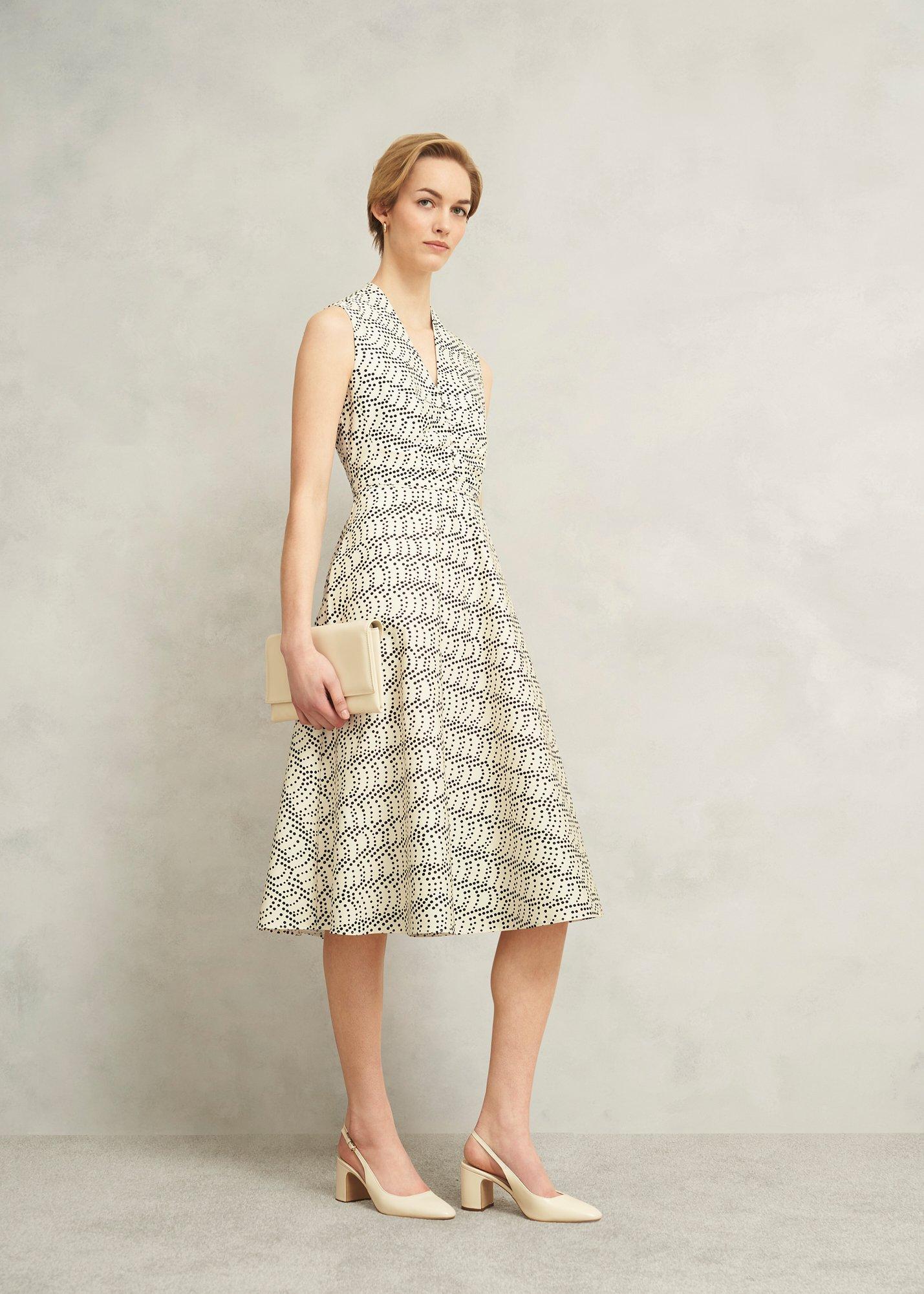 Ruthie Spot Dress, Cream Black, hi-res