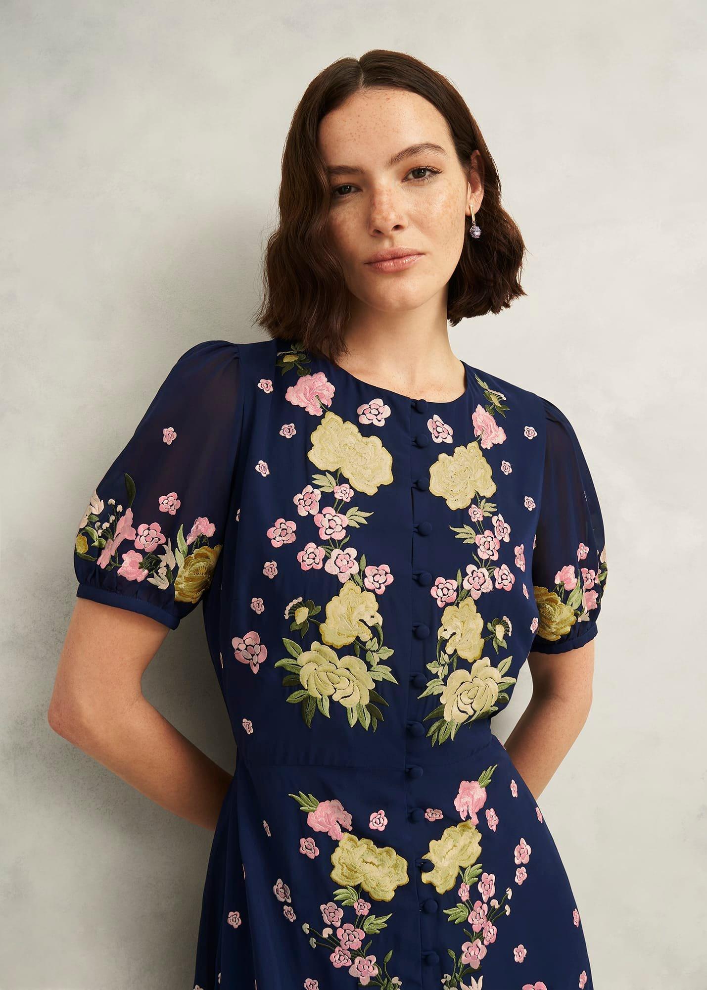 Elva Embroidered Dress, Midnight Multi, hi-res