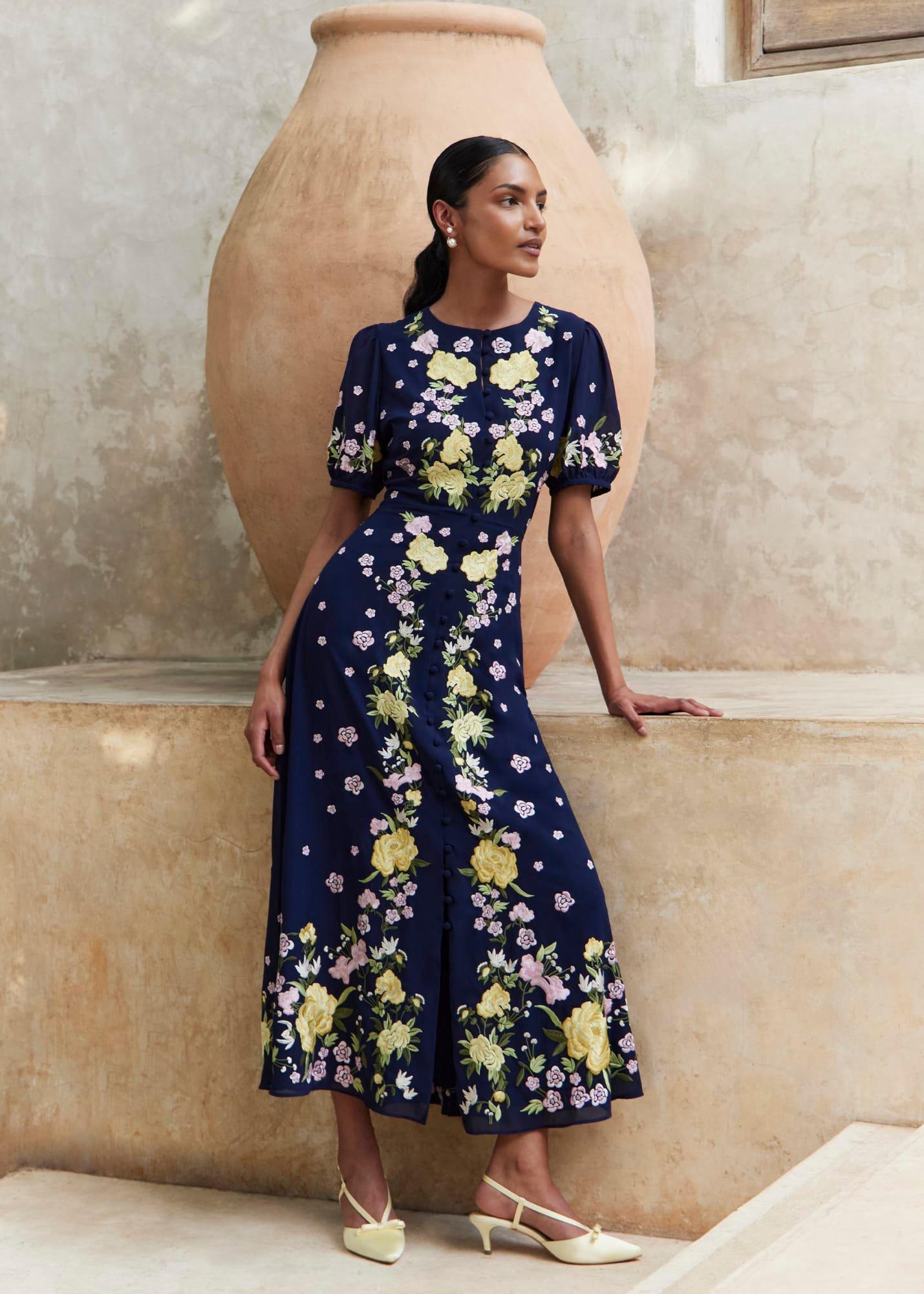 Petite Elva Embroiderd Dress, Midnight Multi, hi-res