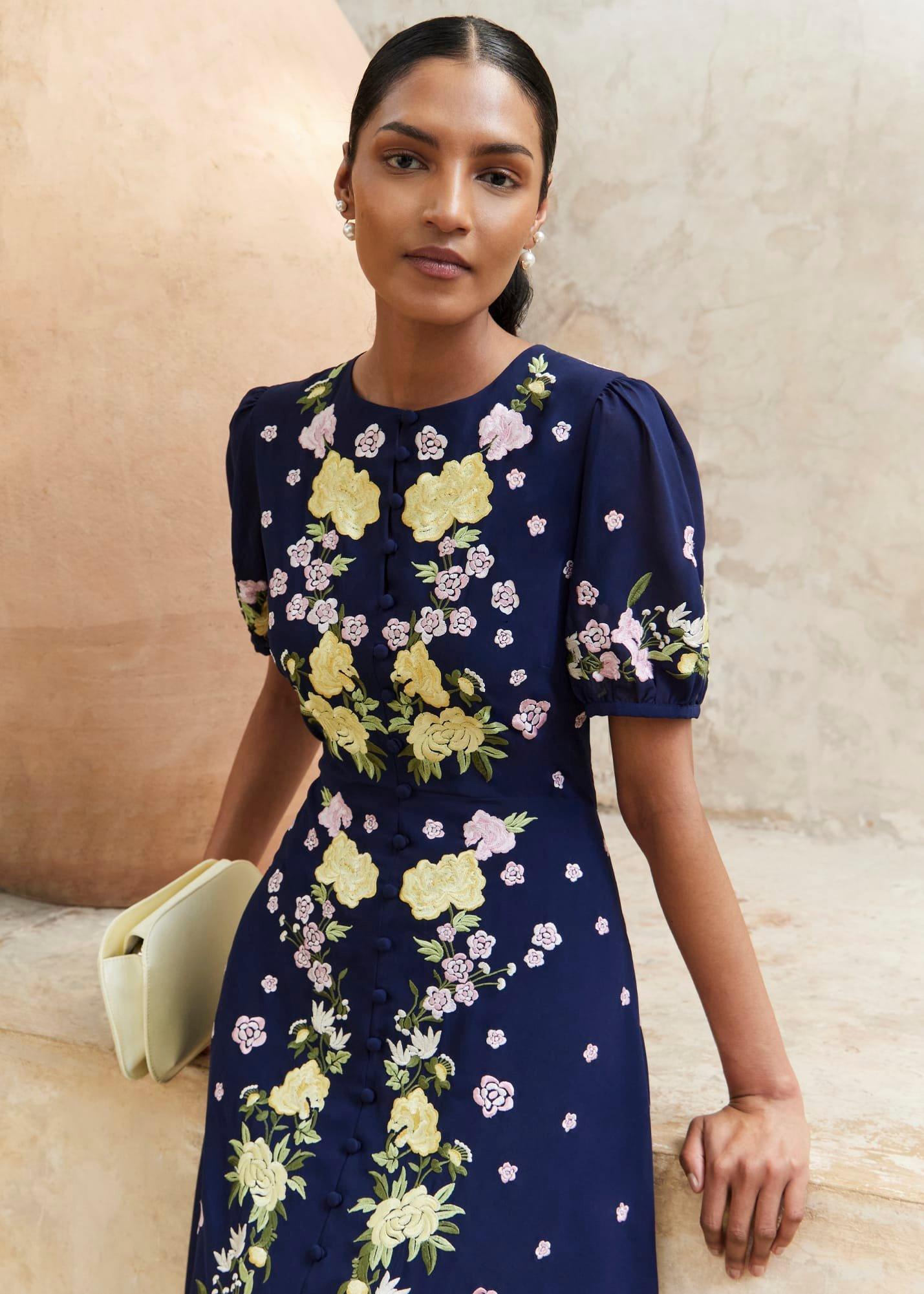 Petite Elva Embroiderd Dress, Midnight Multi, hi-res