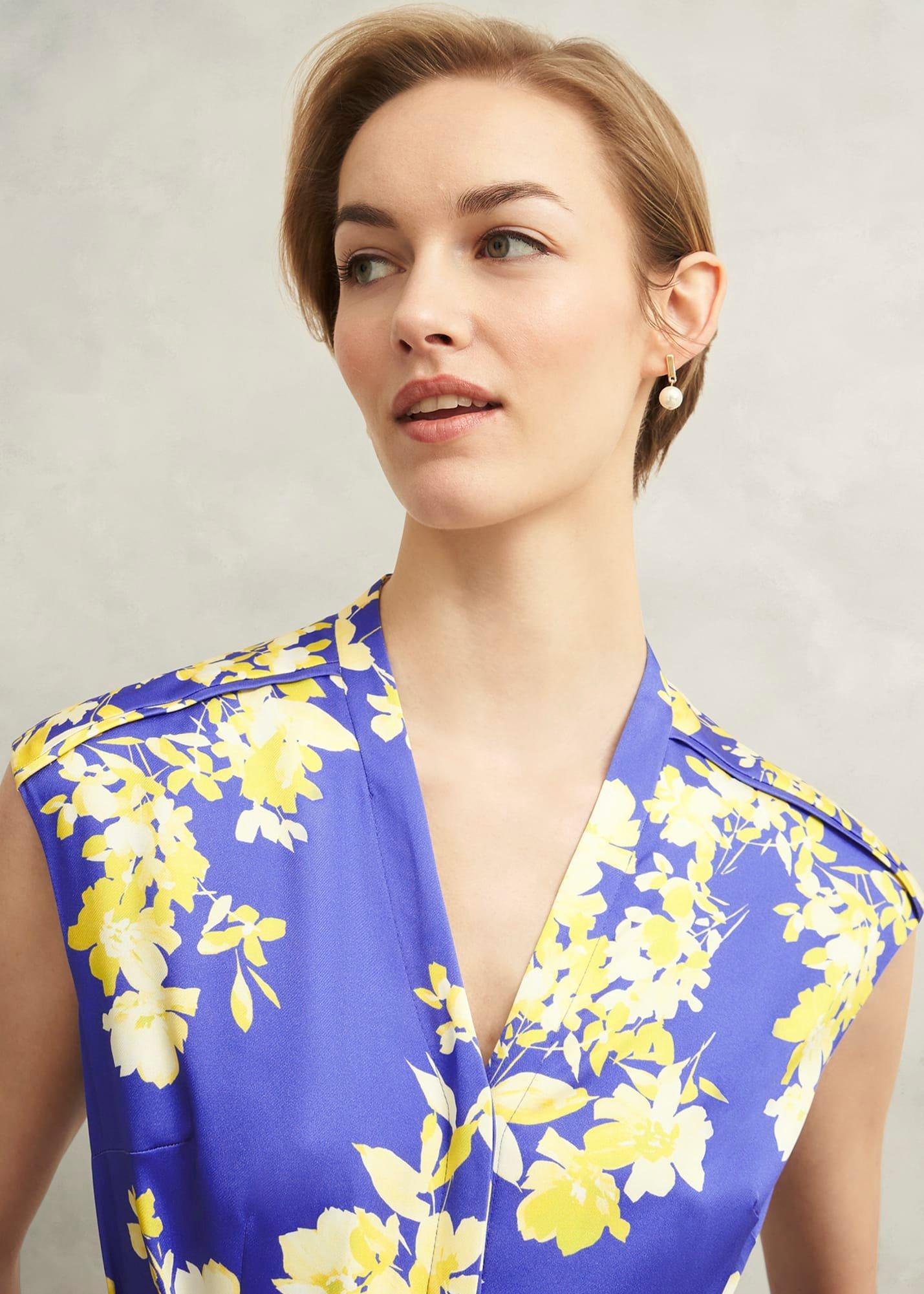 Macey Floral V Neck Jumpsuit, Blue Multi, hi-res