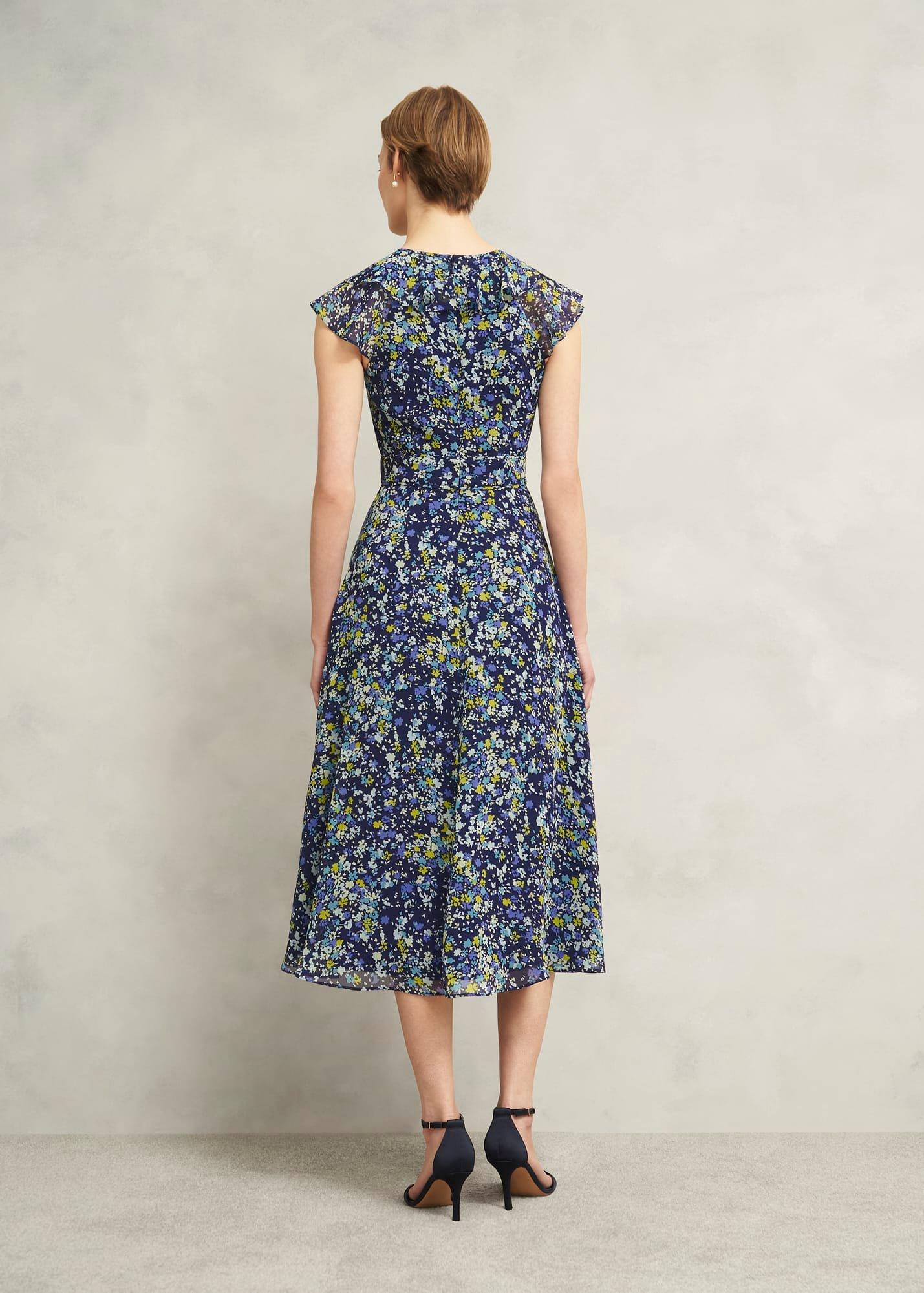 Dawn Frill Collar Dress, Blue Multi, hi-res