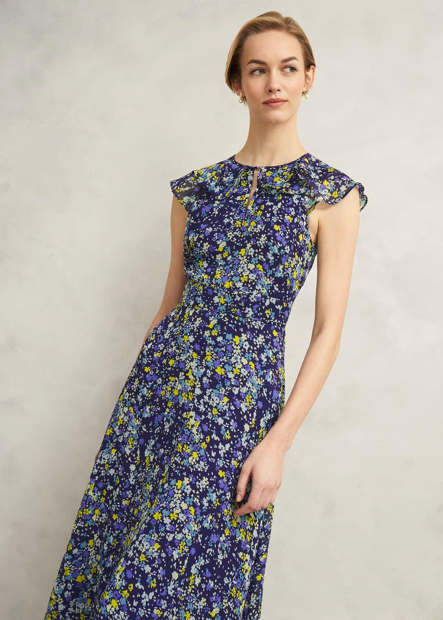 Dawn Frill Collar Dress, Blue Multi, hi-res