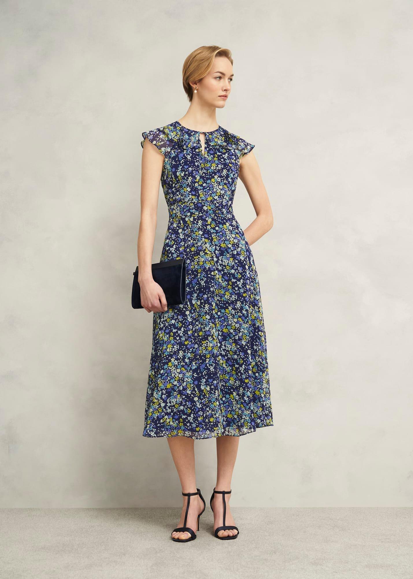 Dawn Frill Collar Dress, Blue Multi, hi-res
